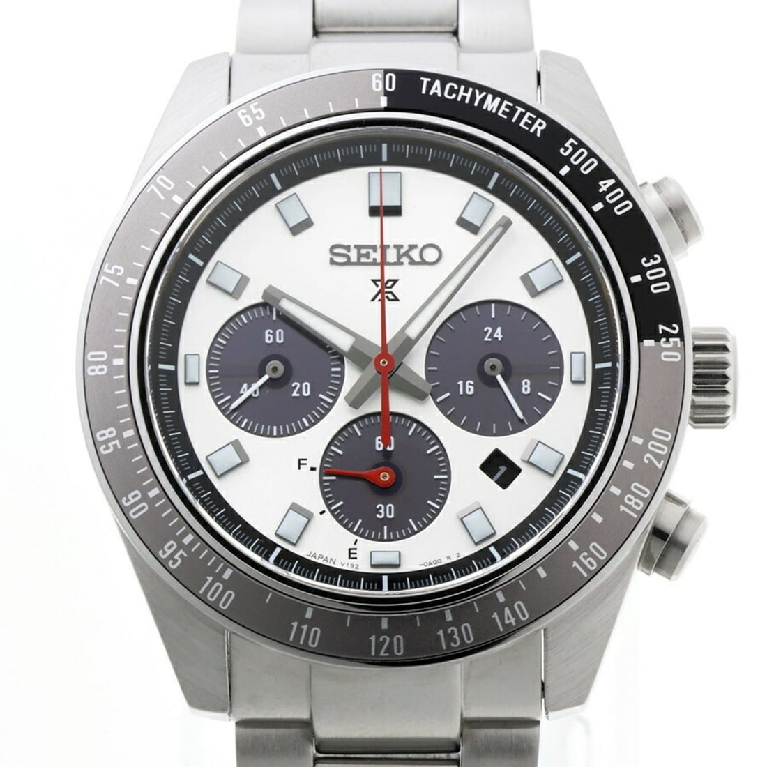 Seiko Prospex Speed Timer SBDL095 V192-0AH0 Silver Quartz Solar Watch A-159532: --- Catalog ---Category: SizeWrist Size: 19cm / 7.48''Case Diameter: 41.4mm / 1.63''Category: DesignType: WristwatchGender: MenColor (Dial): SilverMaterial (Band): Stainless steelMaterial (Case): Stai