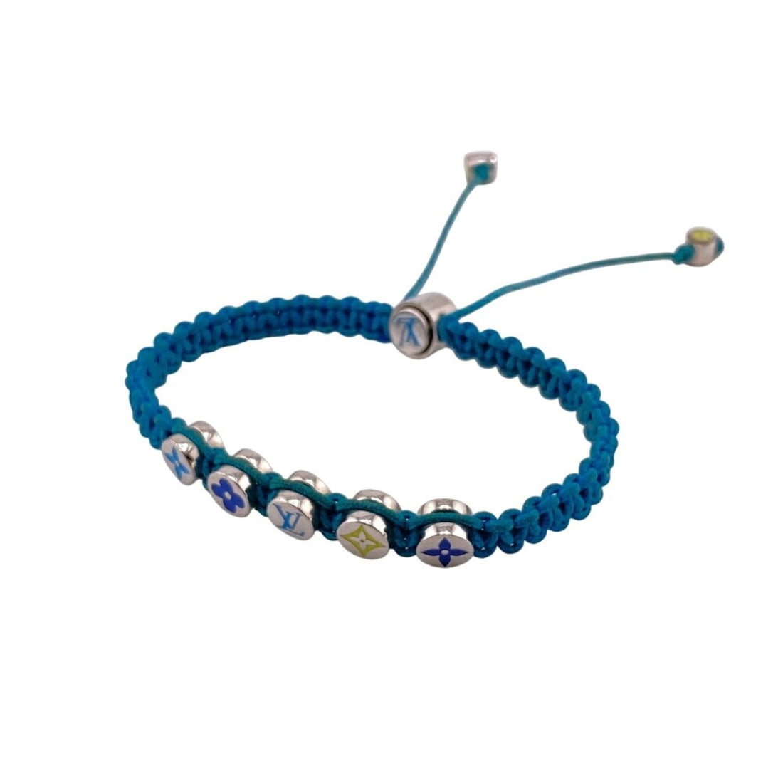 LOUIS VUITTON M1088A Bangle LV Initial Monogram Colors Bracelet Blue Women's: --- Catalog ---Category: SizeLength: 29cm / 11.41''Category: DesignType: Charm braceletColor: Blue, SilverGender: WomenMaterial: NylonCategory: GeneralBrand: Louis Vuitton--- Item List ---Section: Con