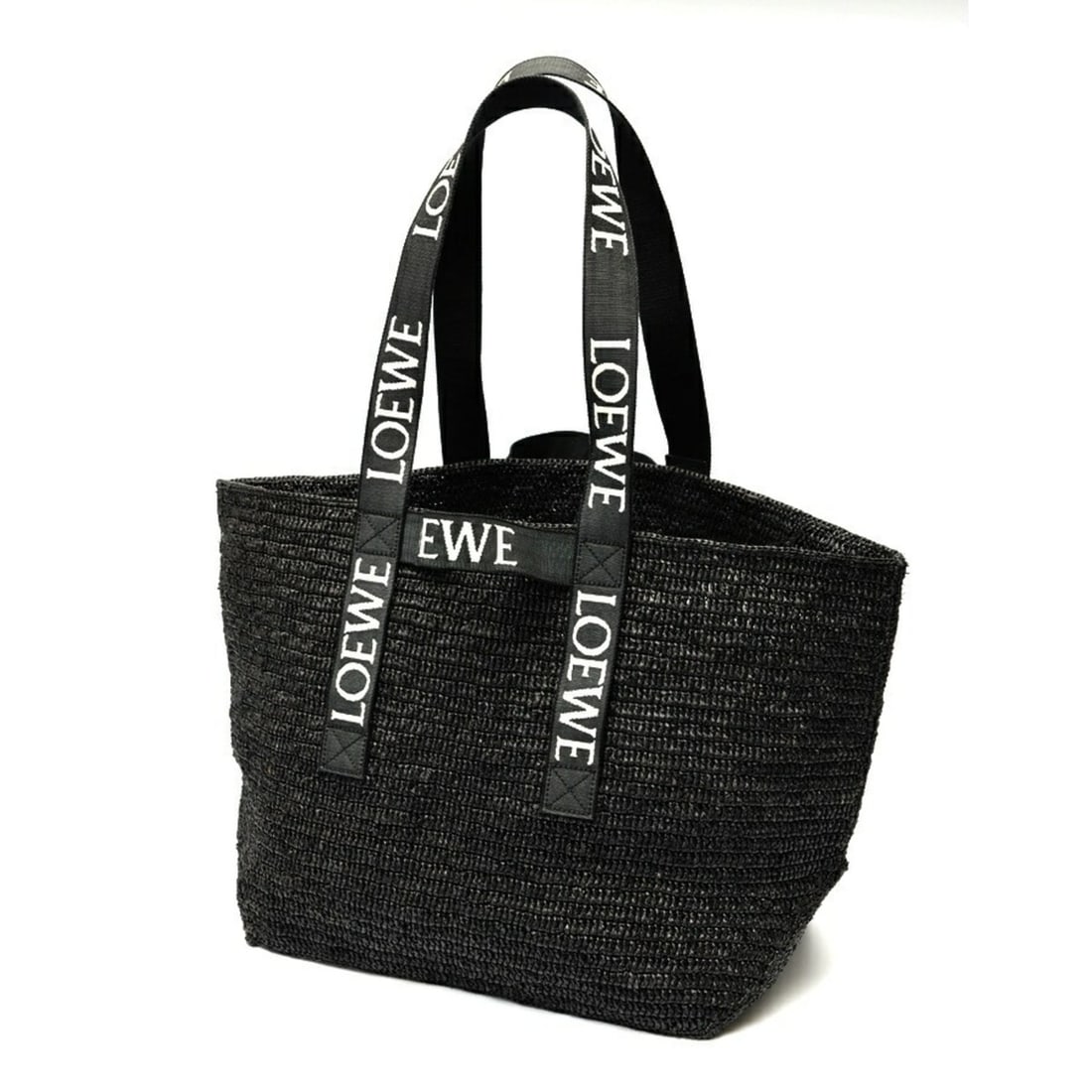 LOEWE Fold Shopper Tote Bag Raffia Black S-159671: --- Catalog ---Category: SizeSize (HxWxD): 32cm x 50cm x 19cm / 12.59'' x 19.68'' x 7.48''Category: DesignType: Tote bagColor: BlackGender: Men,WomenMaterial: Raffia Category: GeneralBrand: LoeweCount