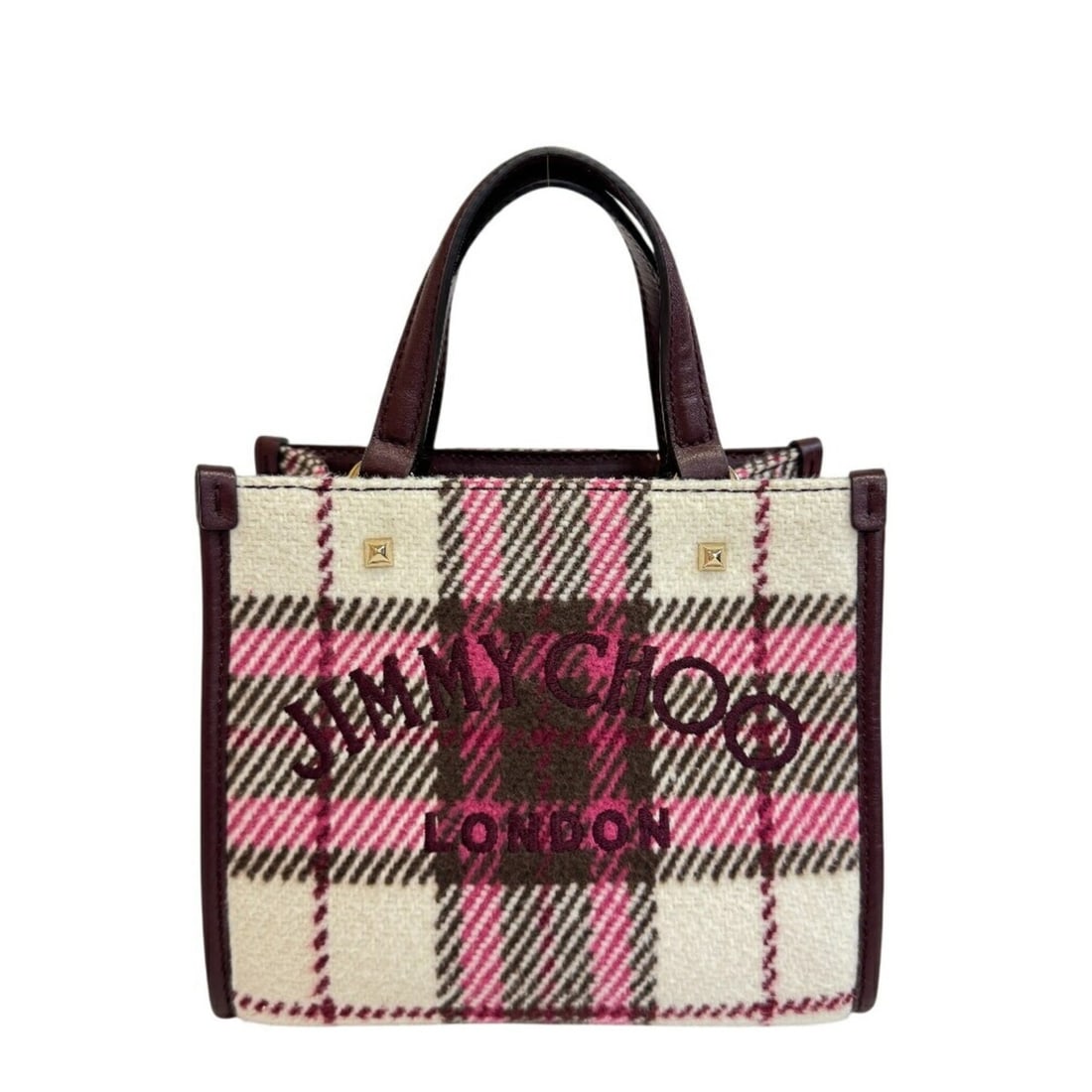 JIMMY CHOO Varenne Mini Tote Bag, Handbag, Red, Women's: --- Catalog ---Category: SizeSize (HxWxD): 17cm x 31cm x 10cm / 6.69'' x 12.2'' x 3.93''Category: DesignType: HandbagColor: Red color, WhiteGender: WomenMaterial: Wool , Leather Category: GeneralBrand