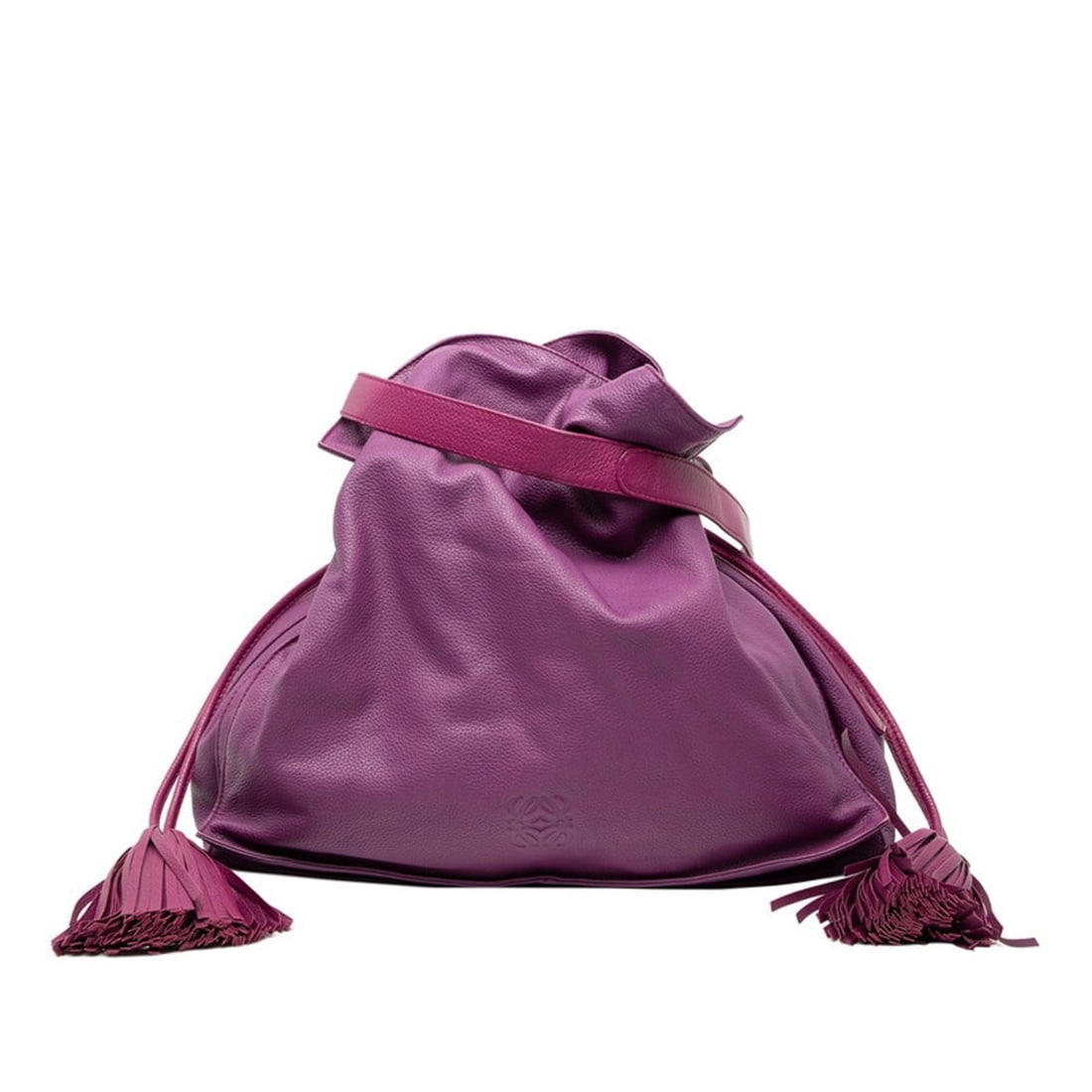 LOEWE Anagram Flamenco Tassel Shoulder Bag in Purple Leather for Women: --- Catalog ---Category: SizeSize (HxWxD): 35cm x 34cm x 12cm / 13.77'' x 13.38'' x 4.72''Category: DesignType: Shoulder bagColor: PurpleGender: WomenMaterial: Leather Category: GeneralBrand: Loewe---