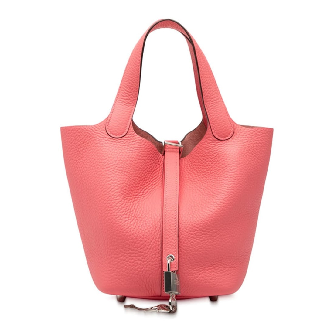 Hermes Hermès Picotin Lock PM Handbag in Rose Azalee Pink with Silver Hardware and Taurillon: --- Catalog ---Category: SizeSize (HxWxD): 18cm x 14cm x 19cm / 7.08'' x 5.51'' x 7.48''Category: DesignType: HandbagColor: Pink, Rose azaleeGender: WomenMaterial: Taurillon clemence leather Hardware