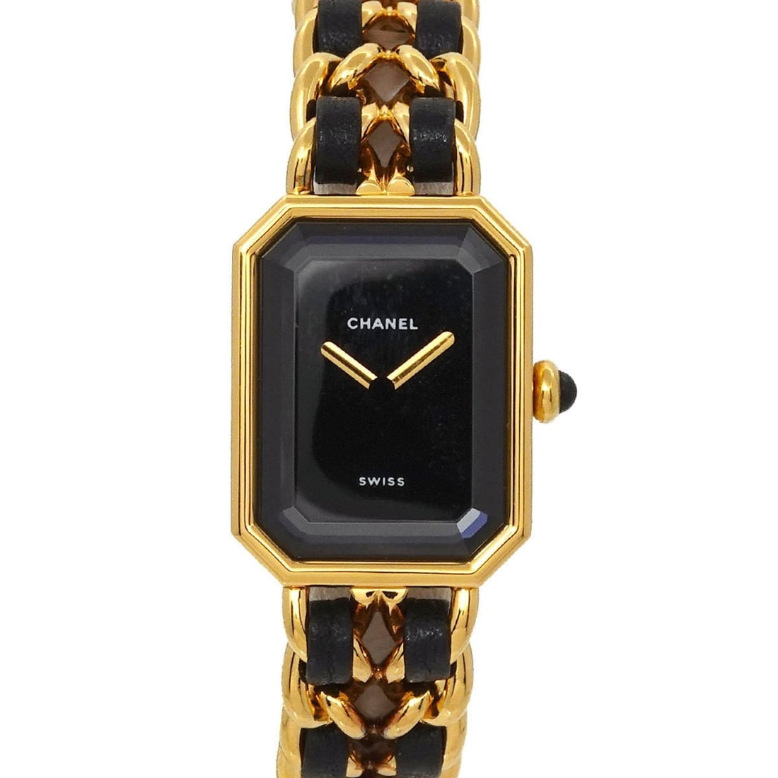 CHANEL Premiere Women's Watch, Size S, H0001, Black and Gold, Quartz Movement: --- Catalog ---Category: SizeWrist Size: 13.5cm / 5.31''Case Diameter: 20mm / 0.79''Category: DesignType: WristwatchGender: WomenColor (Dial): BlackMaterial (Band): Gold plated, Leather, Stainless ste