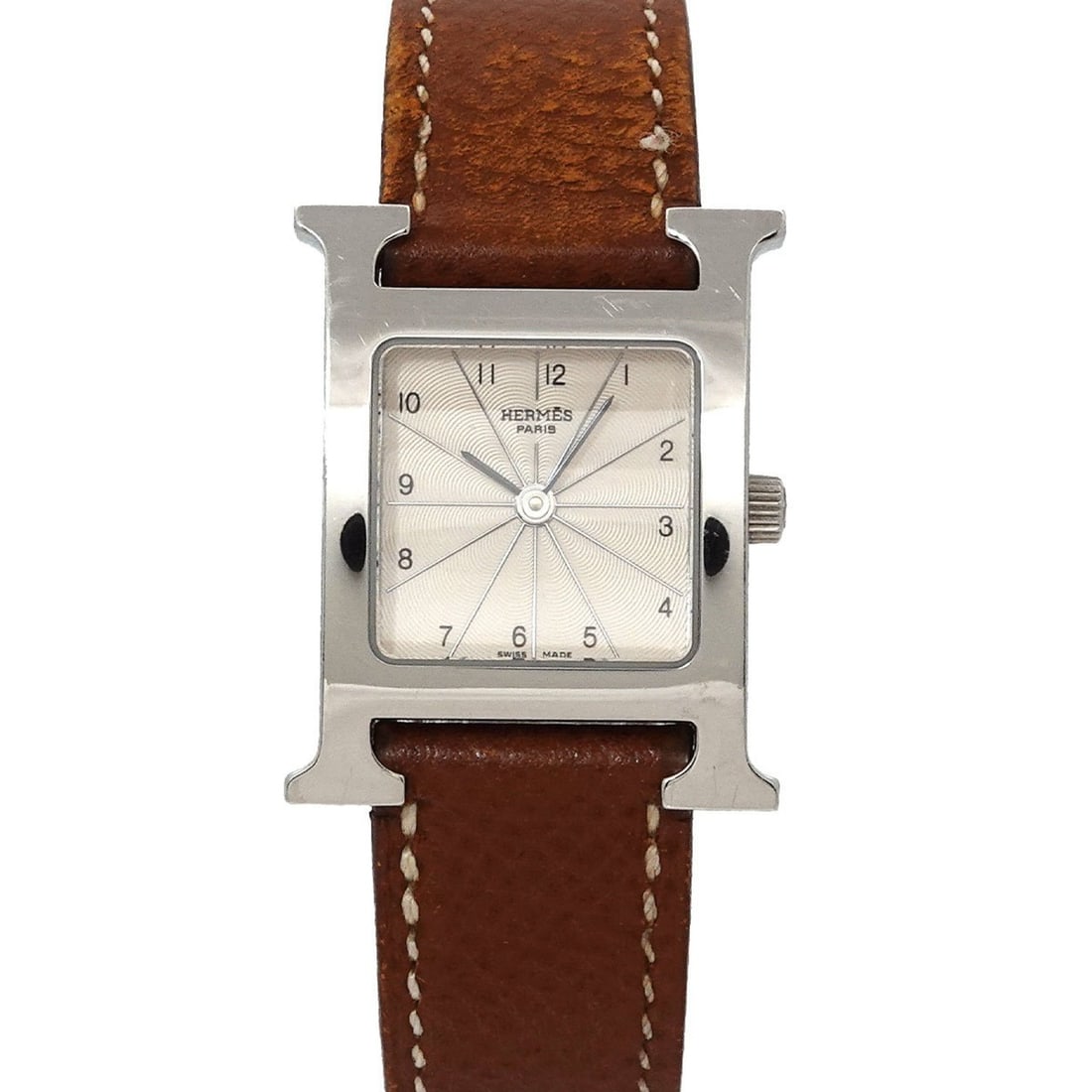 Hermès H Watch HH1 210 Women's Silver Quartz: --- Catalog ---Category: SizeWrist Size: 13.5cm - 16.5cm / 5.31'' - 6.49''Case Diameter: 21mm / 0.83''Category: DesignType: WristwatchGender: WomenColor (Dial): SilverMaterial (Band): Leather, Stainle