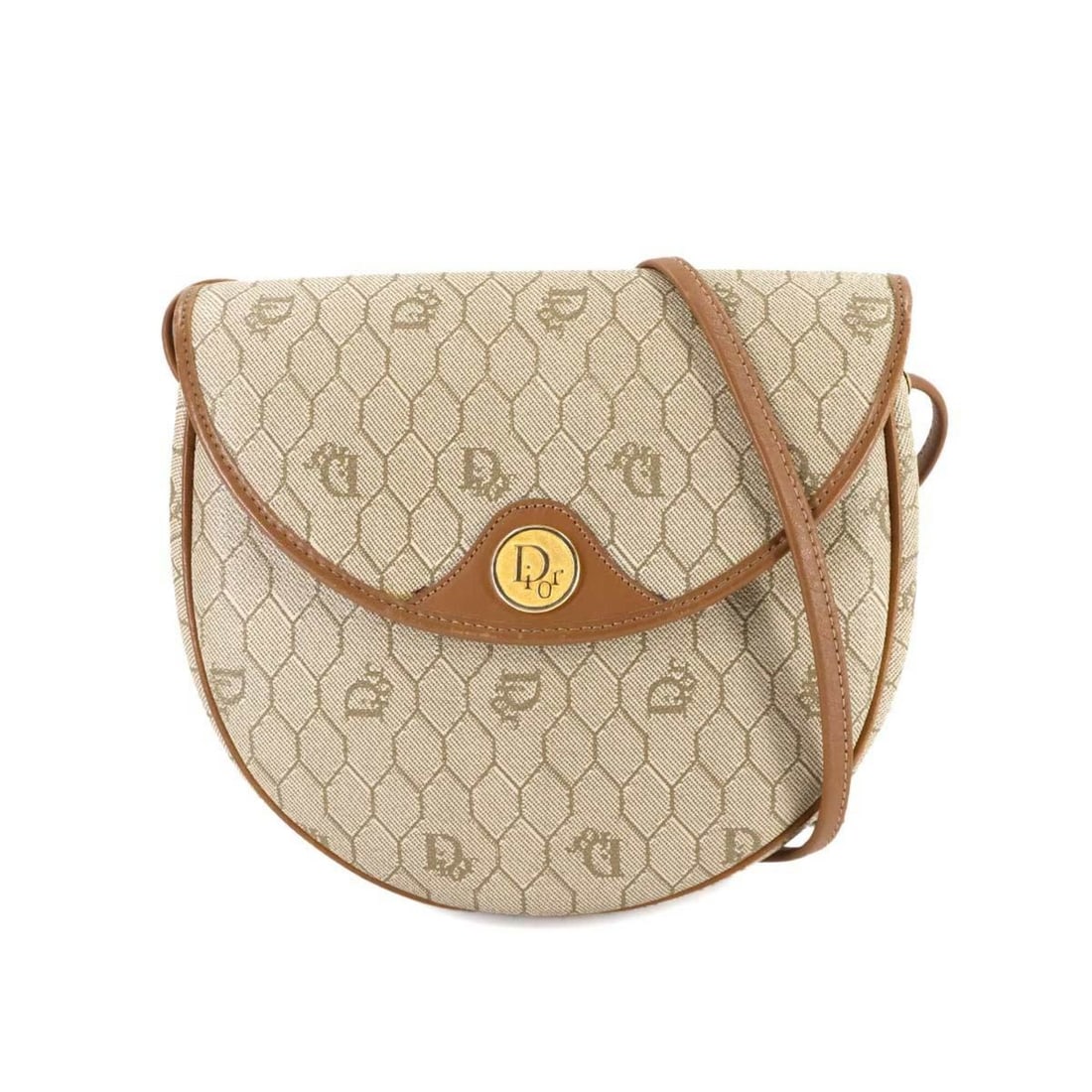 Christian Dior Honeycomb Shoulder Bag in PVC and leather with beige, brown, gold hardware.: --- Catalog ---Category: SizeSize (HxWxD): 18.5cm x 8.5cm x 6.5cm / 7.28'' x 3.34'' x 2.55''Category: DesignType: Shoulder bagColor: Beige, BrownGender: WomenMaterial: PVC , Leather Category: GeneralB