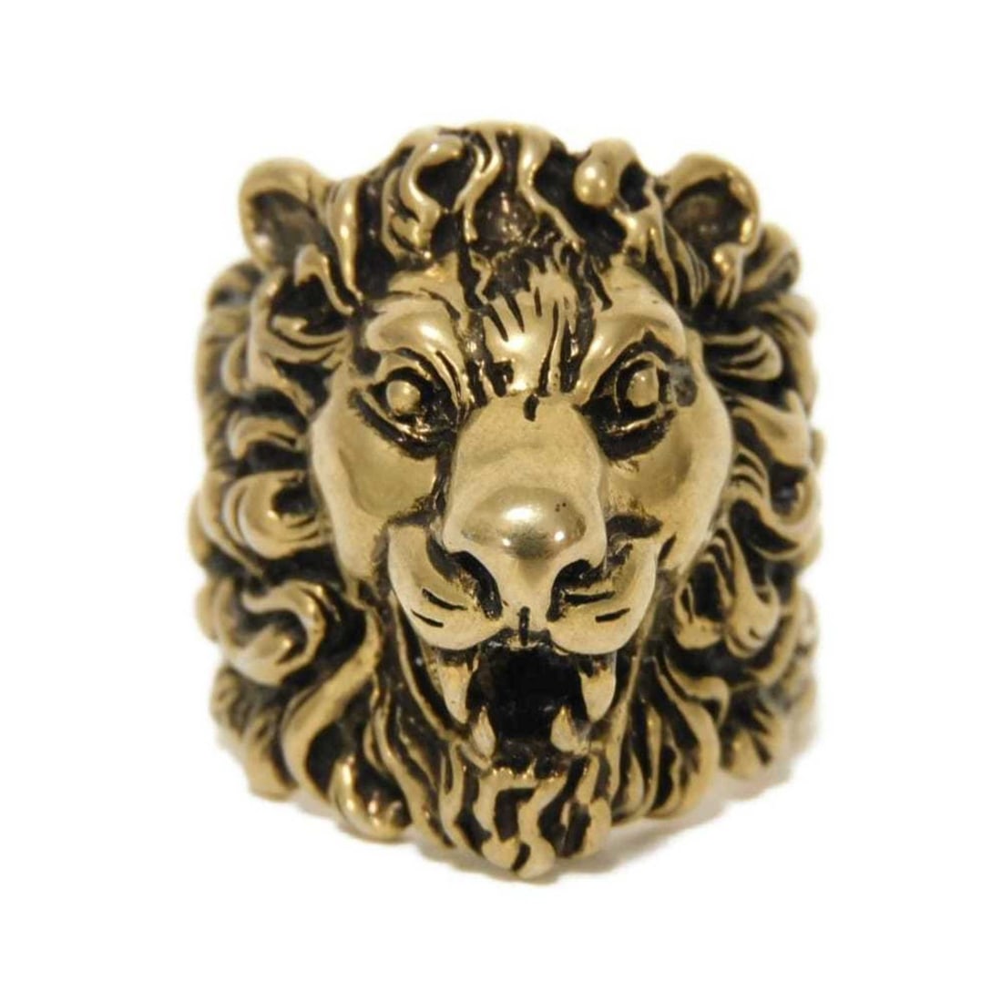 Gucci Lion Head Ring, #25, Gold, Size 24, Animal Print, Plated, Aged 398601 I4600 8233, Men's: --- Catalog ---Category: SizeWidth: 7mm / 0.28''Weight: 29g / 1.02oz.JP Size: 25US Size: 12Category: DesignType: Band ringColor: GoldGender: MenCategory: GeneralBrand: GucciCountry of Origin: Italy---
