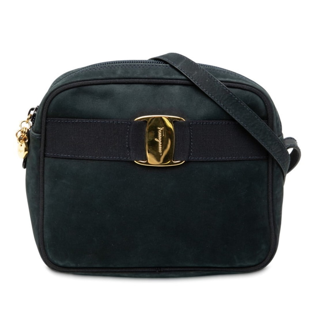 Salvatore Ferragamo Vara Crossbody Shoulder Bag D213096 Navy Nubuck Leather Women's: --- Catalog ---Category: SizeStrap Drop: 53cm / 20.86''Size (HxWxD): 15cm x 19cm x 5cm / 5.9'' x 7.48'' x 1.96''Category: DesignType: Shoulder bagColor: NavyGender: WomenClosure: ZipperMaterial: Leath