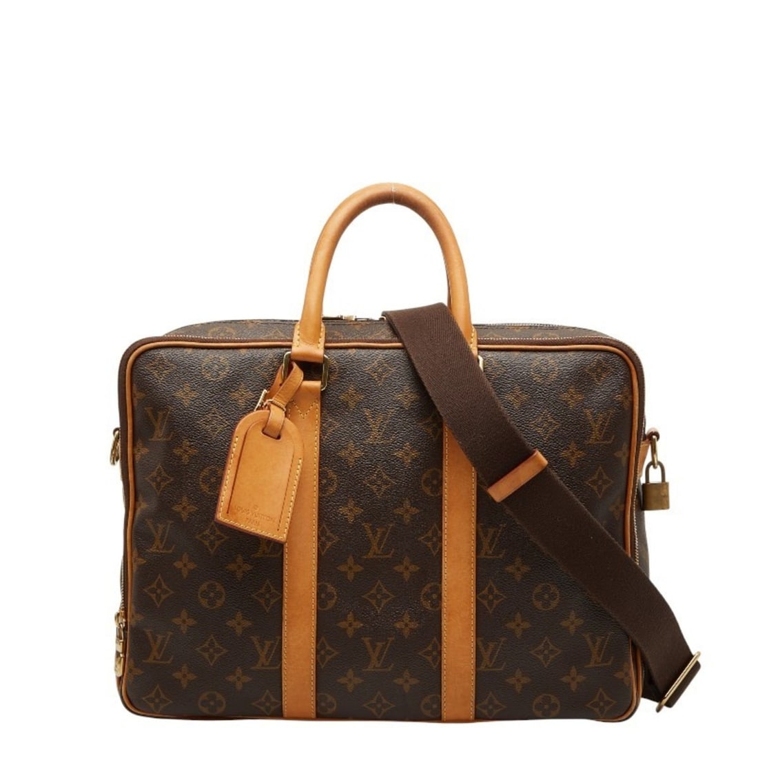 Louis Vuitton Monogram Business Bag/Shoulder Bag, 2-Way, M23252, Brown Leather, Men's, LOUIS VUITTON: --- Catalog ---Category: SizeStrap Drop: 68cm / 26.77''Handle Drop: 9.00cm / 3.54''Size (HxWxD): 30cm x 37cm x 11cm / 11.81'' x 14.56'' x 4.33''Category: DesignType: Shoulder bagColor: BrownGender: Me