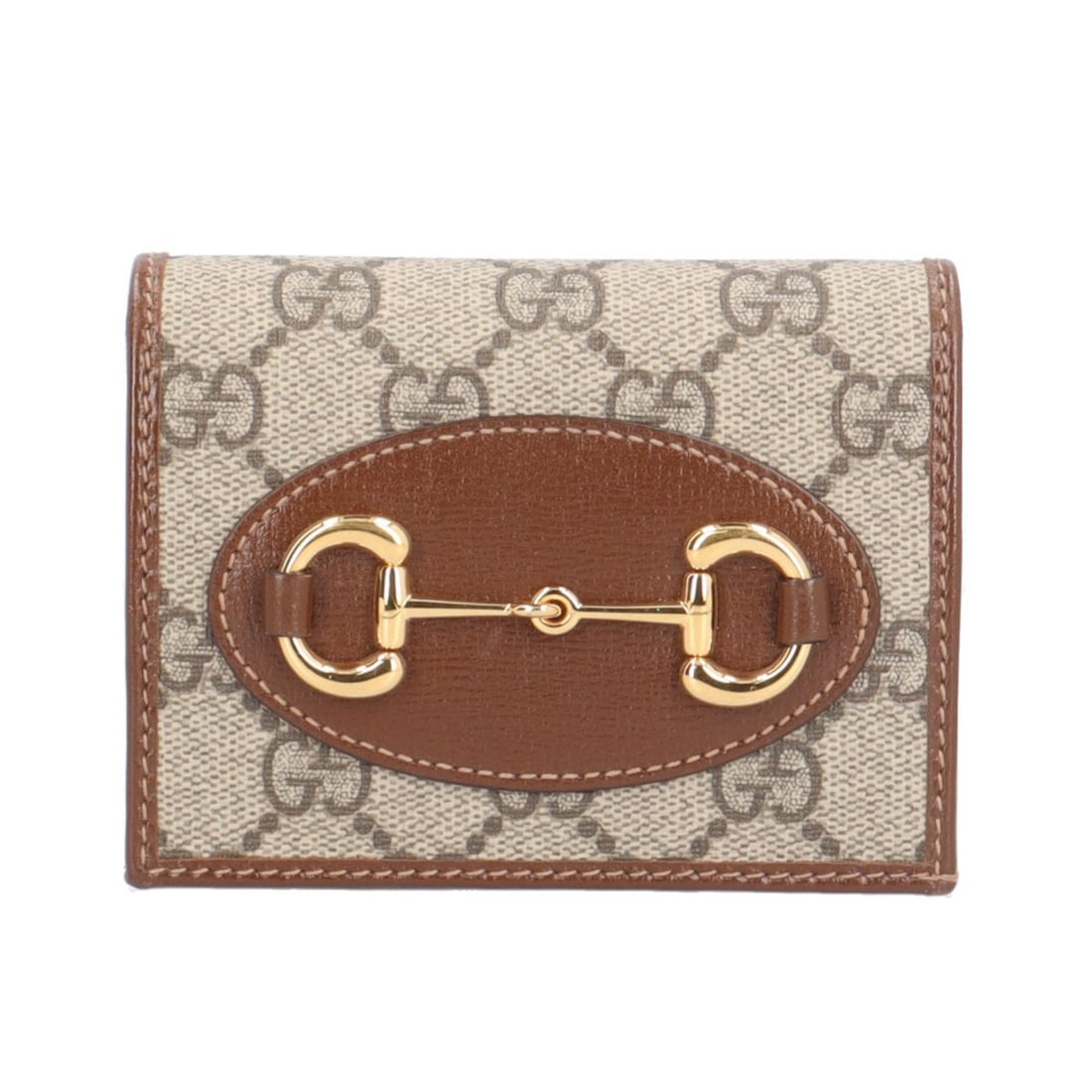 Pre-owned Gucci Horsebit 1955 Bifold Wallet in GG Supreme Canvas (621887) for Women.: --- Catalog ---Category: SizeSize (HxWxD): 8.5cm x 10.5cm x 3cm / 3.34'' x 4.13'' x 1.18''Category: DesignType: Wallet (bi-fold)Color: Beige, BrownGender: WomenMaterial: GG Supreme , Leather Category: