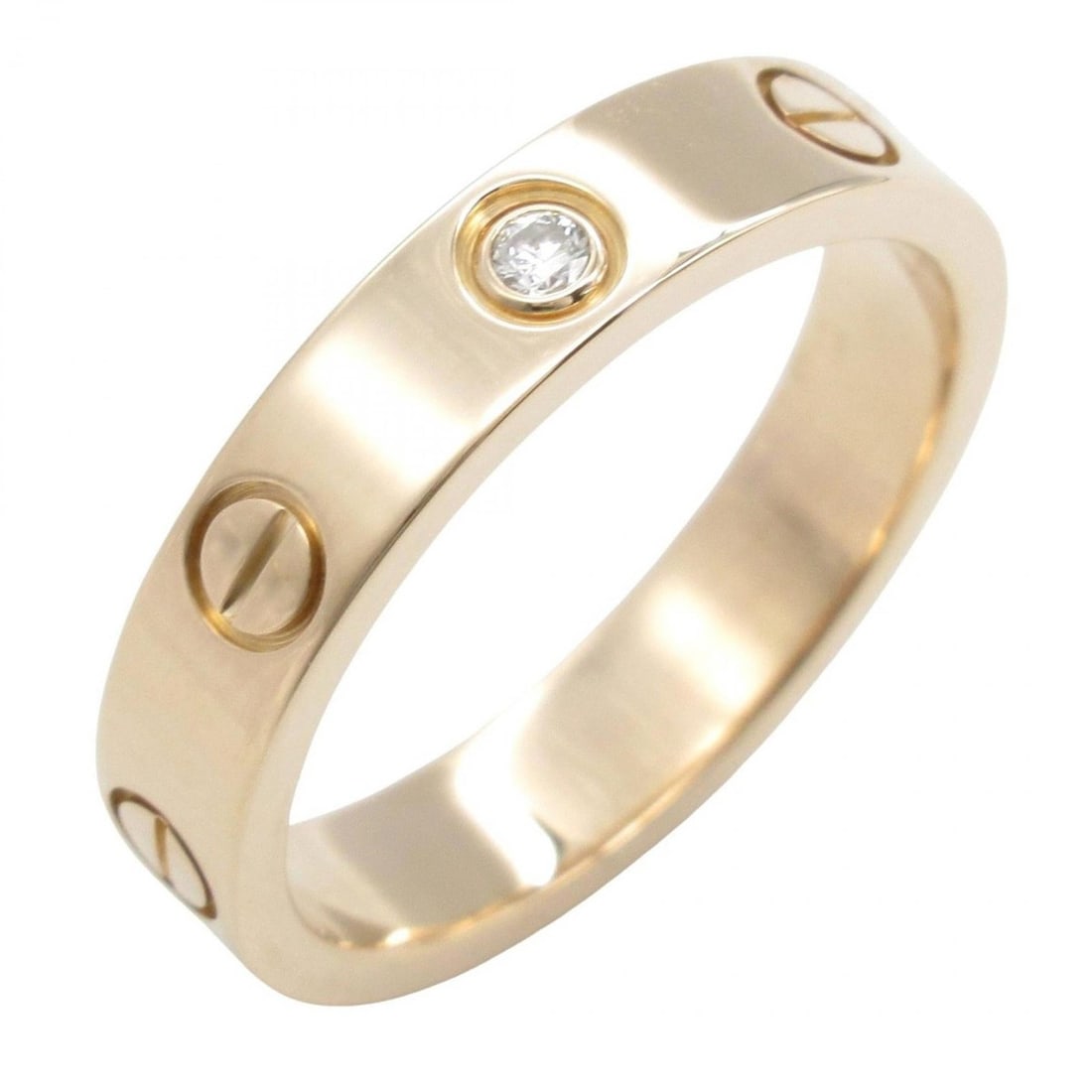 Cartier Mini Love Ring (1PD) in 18K Pink Gold with Diamonds, Women's, and Clear, B4050700: --- Catalog ---Category: SizeJP Size: 9US Size: 5Category: DesignType: Band ringColor: Clear, GoldStone: DiamondGender: WomenMaterial: Pink gold (18K)Category: GeneralMPN: B4050700Brand: Cartier--- It
