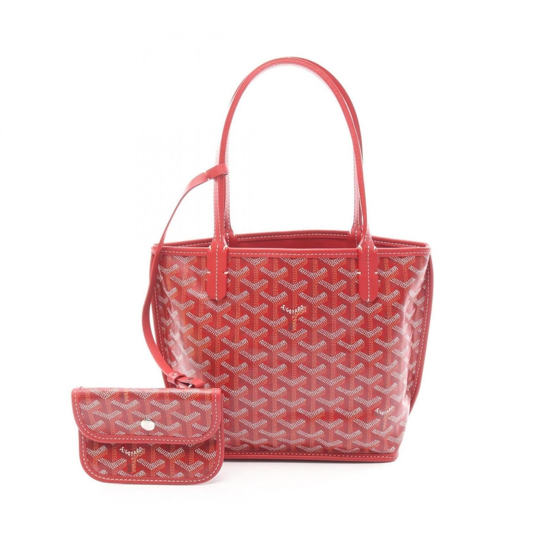 Goyard ANJOU MINI handbag in coated canvas and leather, women's, red multicolored,: --- Catalog ---Category: SizeSize (HxWxD): 20cm x 21cm x 9cm / 7.87'' x 8.26'' x 3.54''Category: DesignType: HandbagColor: Multi-color, Red colorGender: WomenMaterial: Coated canvas , Leather Category