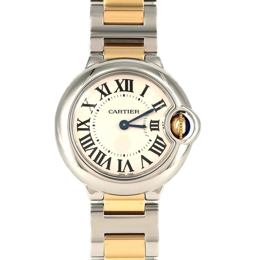 Cartier Ballon Bleu SM Two-tone Watch W69007Z3 W2BB0010 SSxYG Quartz: --- Catalog ---Category: SizeWrist Size: 17cm / 6.69''Case Diameter: 28mm / 1.1''Category: DesignType: WristwatchGender: WomenColor (Dial): SilverMaterial (Band): Stainless steel, Yellow goldMaterial