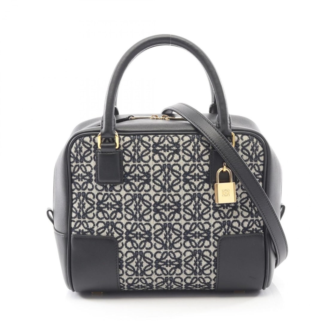 LOEWE Amazona 19 Handbag, Canvas and Leather, Women's, Black Gray, A039N10X02: --- Catalog ---Category: SizeSize (HxWxD): 16.5cm x 21cm x 10.5cm / 6.49'' x 8.26'' x 4.13''Category: DesignType: HandbagColor: Black, GrayGender: WomenMaterial: Canvas , Leather Category: GeneralMPN: