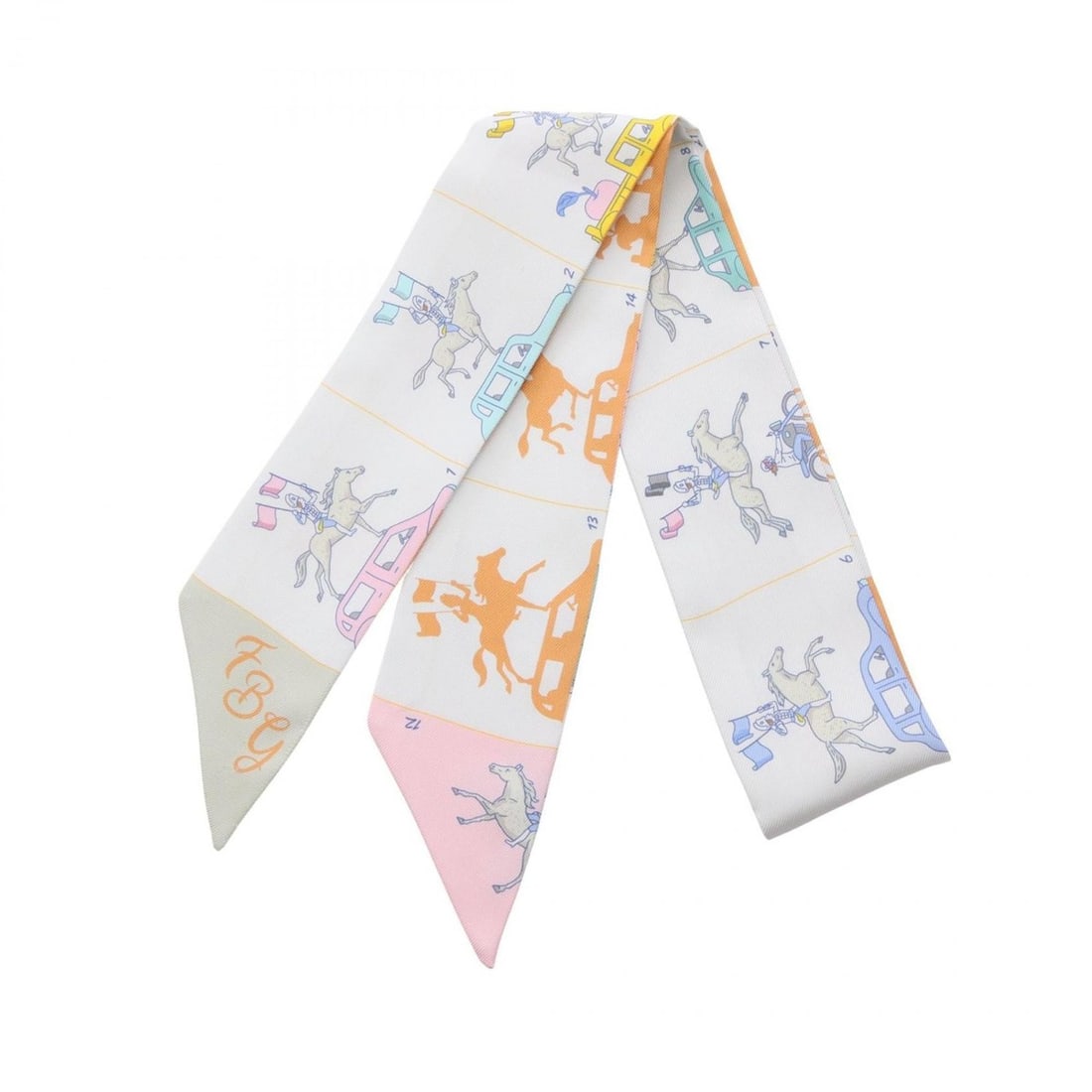 Hermes Hermès PARADE Twilly Silk Scarf for Women in Multicolor Blue: --- Catalog ---Category: SizeSize (LxW): 85cm x 5cm / 33.46'' x 1.96''Category: DesignType: ScarfColor: Blue, Multi-colorGender: WomenMaterial: Silk Category: GeneralBrand: Hermes--- Item List ---Sect