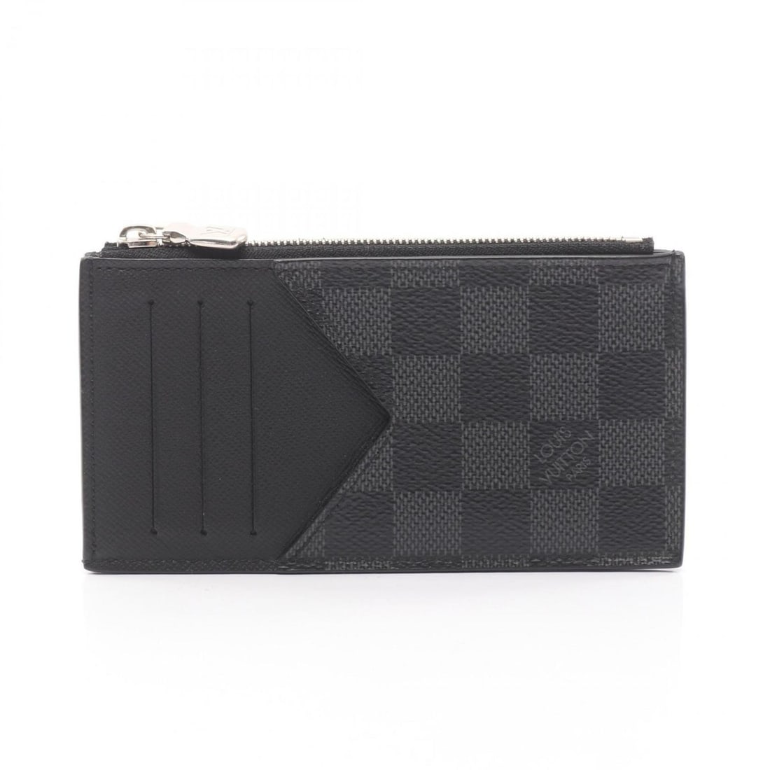 Louis Vuitton Coin Card Holder, Business Case, Coated Canvas and Leather with Damier Graphite: --- Catalog ---Category: DesignType: Card caseColor: BlackGender: MenMaterial: Coated canvas , Leather Category: GeneralMPN: N64038Brand: Louis VuittonCategory: Physical PropertiesSize (HxWxD): 8cm x
