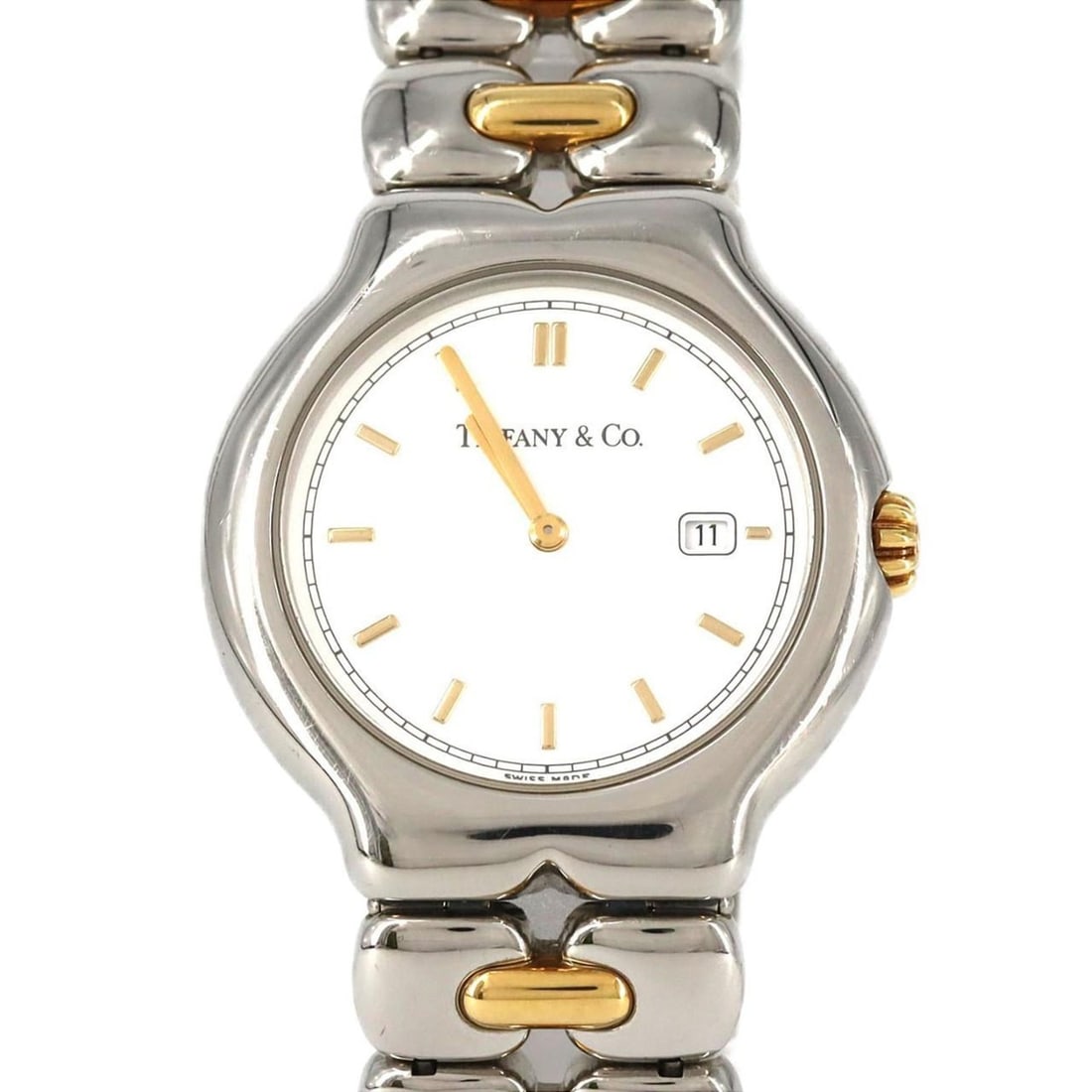 Tiffany Tisoro Combi M0112 SSxGP Quartz Watch: --- Catalog ---Category: SizeWrist Size: 18cm / 7.08''Case Diameter: 34mm / 1.34''Category: DesignType: WristwatchGender: MenColor (Dial): WhiteMaterial (Band): Gold plated, Stainless steelMaterial (C