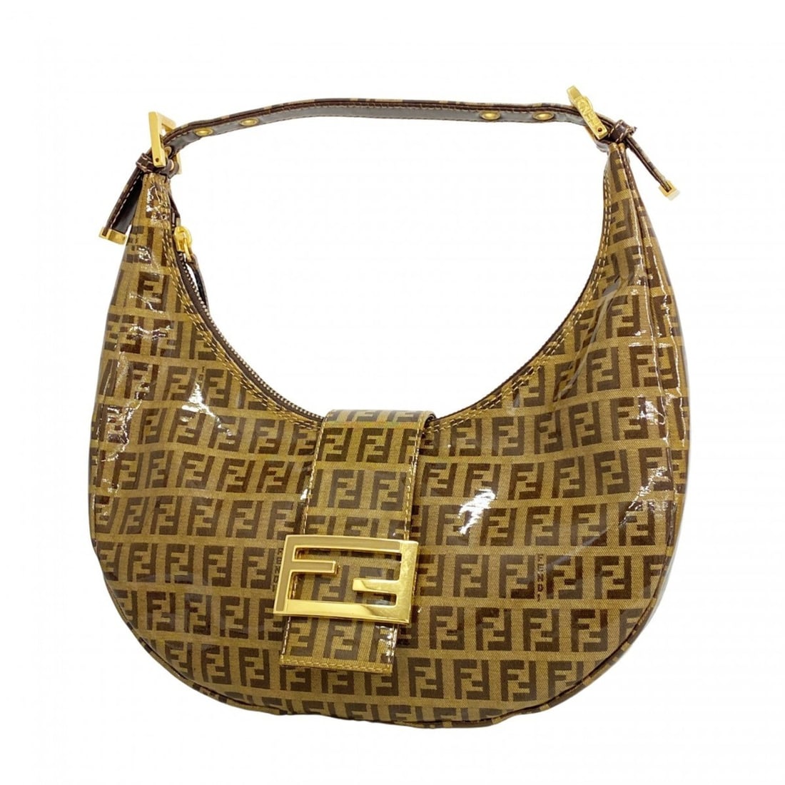 Fendi Zucchino handbag in coated canvas, brown, for women: --- Catalog ---Category: SizeSize (HxWxD): 14cm x 24cm x 5cm / 5.51'' x 9.44'' x 1.96''Category: DesignType: HandbagColor: BrownGender: WomenMaterial: Coated canvas Hardware Color: GoldCategory: Gener