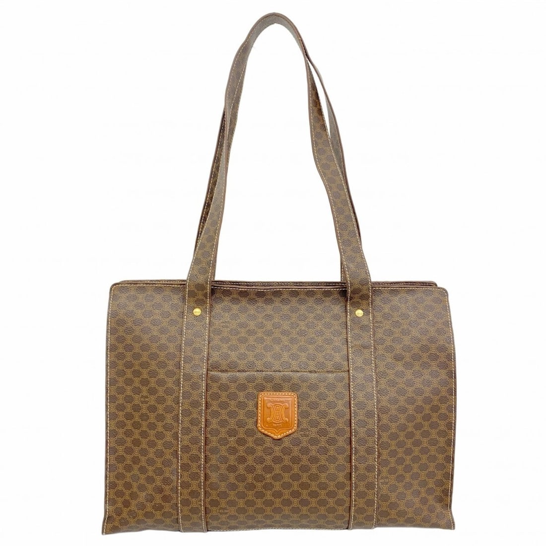 Celine tote bag, Macadam, brown, for women: --- Catalog ---Category: SizeSize (HxWxD): 28cm x 40cm x 13.5cm / 11.02'' x 15.74'' x 5.31''Category: DesignType: Tote bagColor: BrownGender: WomenMaterial: PVC Hardware Color: GoldCategory: GeneralBr