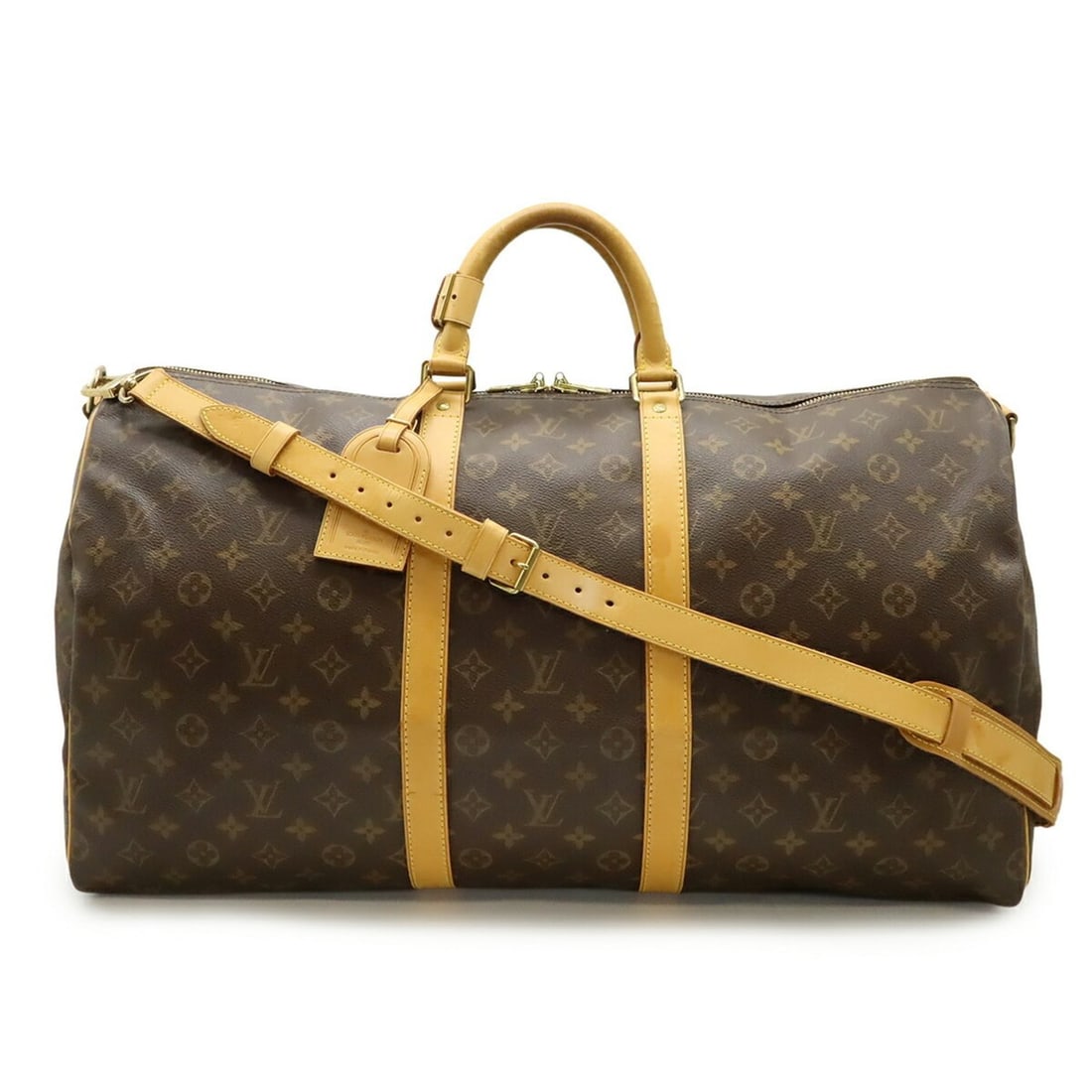 LOUIS VUITTON Monogram Keepall Bandouliere 55 Boston Bag, Travel Shoulder Bag M41414: --- Catalog ---Category: SizeSize (HxWxD): 30.5cm x 56cm x 25cm / 12'' x 22.04'' x 9.84''Category: DesignType: Boston bag, Shoulder bagColor: BrownGender: Women,MenMaterial: Monogram , Canvas Category