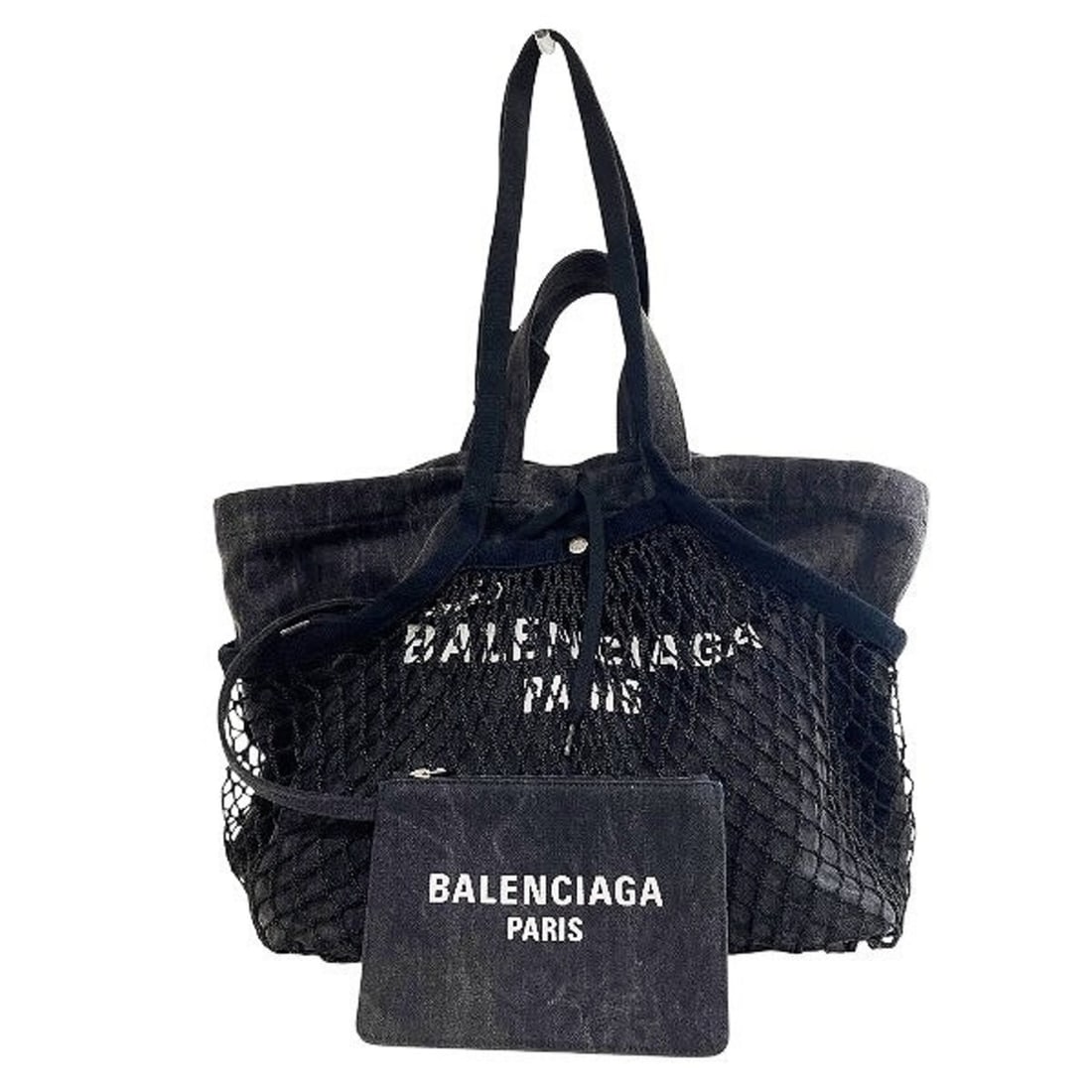 Balenciaga 791809 Black Mesh and Canvas Bag Handbag Tote Women's: --- Catalog ---Category: SizeSize (HxWxD): 31cm x 36cm x 22cm / 12.2'' x 14.17'' x 8.66''Strap Length: 65cm - 100cm / 25.59'' - 39.36''Handle Length: 33cm / 12.99''Category: DesignType: Handbag, Tote