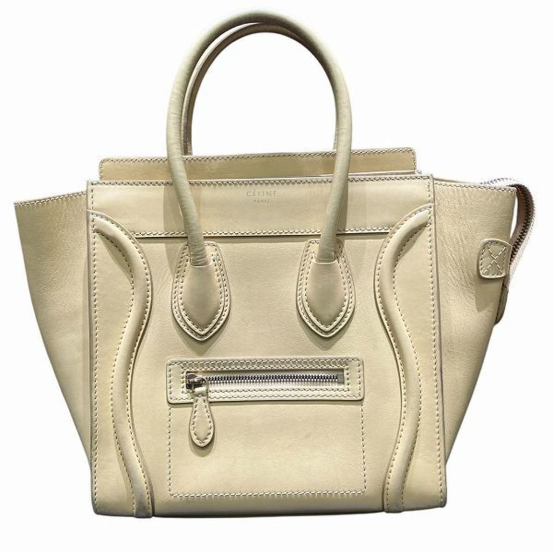 Celine Micro Luggage Bag Handbag for Women: --- Catalog ---Category: SizeSize (HxWxD): 26cm x 26cm x 14cm / 10.23'' x 10.23'' x 5.51''Handle Length: 40cm / 15.74''Category: DesignType: HandbagColor: YellowGender: WomenMaterial: Leather Inner Po