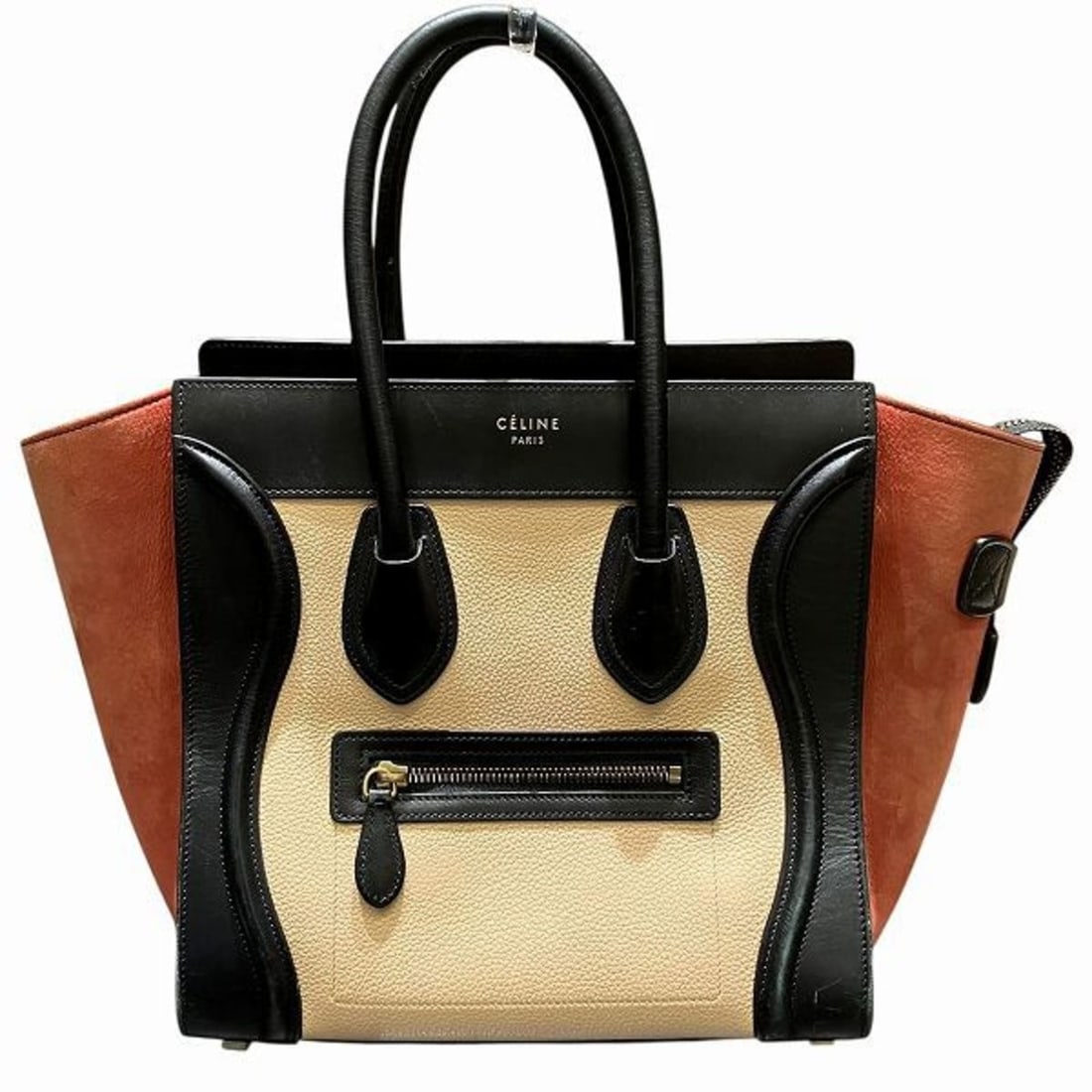 Celine Luggage Micro Shopper Bag, Women's Handbag: --- Catalog ---Category: SizeSize (HxWxD): 26cm x 26cm x 14cm / 10.23'' x 10.23'' x 5.51''Handle Length: 43cm / 16.92''Category: DesignType: HandbagColor: Beige, Black, OrangeGender: WomenMaterial: Le