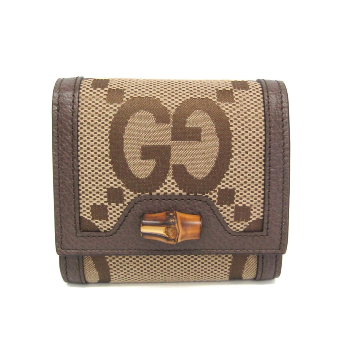 Gucci Bamboo Diana Jumbo GG 658635 Women's Canvas,Leather Wallet (bi-fold) Beige,Brown: --- Catalog ---Category: SizeSize (HxWxD): 10.5cm x 11cm x 3.5cm / 4.13'' x 4.33'' x 1.37''Category: DesignType: Wallet (bi-fold)Color: Beige, BrownGender: WomenClosure: Snap fastenerMaterial: Canvas