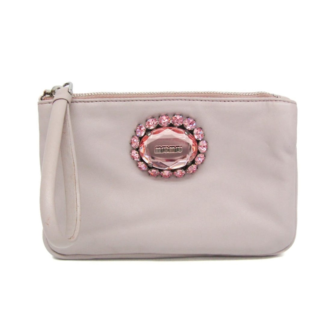 Miu Miu NAPPA CRISTAL RP0196 Women's Leather Pouch Pink: --- Catalog ---Category: SizeSize (HxWxD): 12cm x 18cm x 3.5cm / 4.72'' x 7.08'' x 1.37''Handle Length: 11cm / 4.33''Category: DesignType: PouchColor: PinkGender: WomenClosure: ZipperMaterial: Leather
