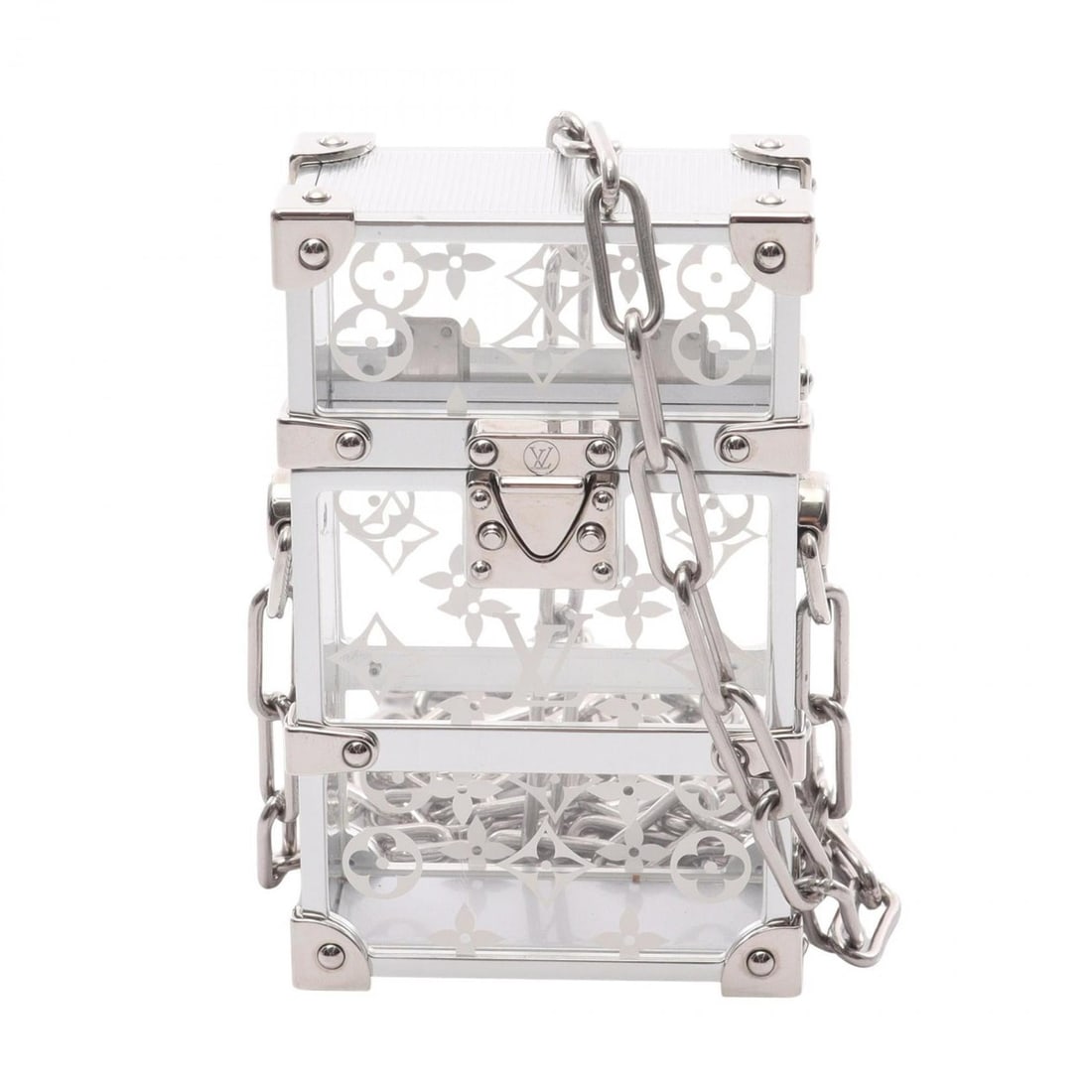 Louis Vuitton Trunk Box Pouch Shoulder Bag, Plexiglass and Metal, Men's, Clear, White, Silver,: --- Catalog ---Category: SizeSize (HxWxD): 10cm x 6cm x 3cm / 3.93'' x 2.36'' x 1.18''Category: DesignType: Shoulder bagColor: Clear, Silver, WhiteGender: MenMaterial: Acrylic , Metal Category: Genera