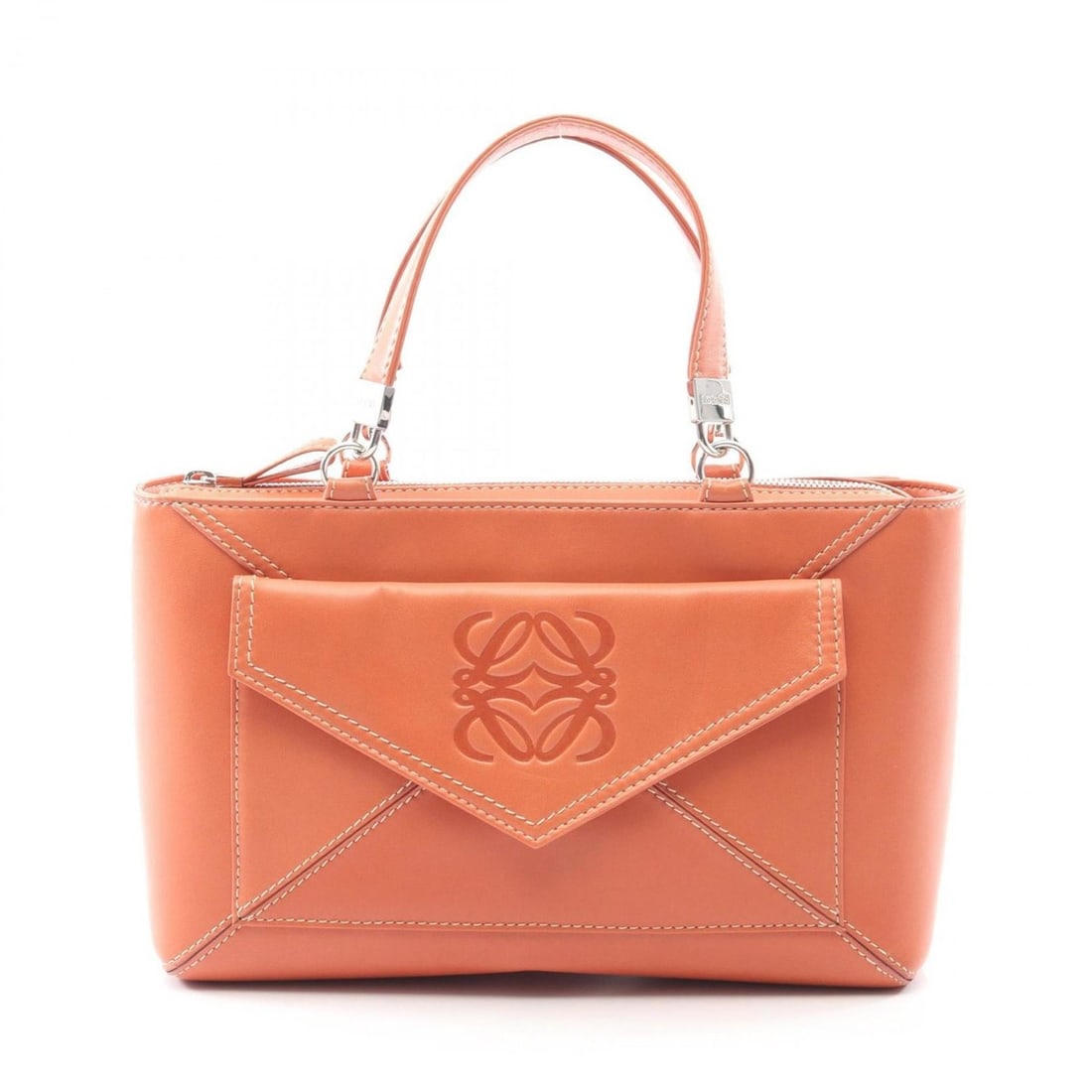 LOEWE Anagram Handbag, Leather, Women's, Brown: --- Catalog ---Category: SizeSize (HxWxD): 18cm x 28cm x 9cm / 7.08'' x 11.02'' x 3.54''Category: DesignType: HandbagColor: Beige pink, Brown, OrangeGender: WomenMaterial: Leather Category: GeneralBra