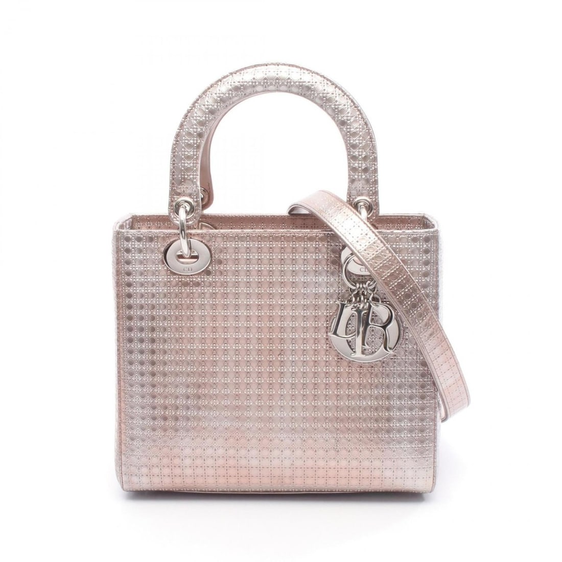 Christian Dior Dior Lady Micro Cannage Handbag, Leather, Women's, Pink and Silver, M0550PSKC: --- Catalog ---Category: SizeSize (HxWxD): 20cm x 24cm x 11cm / 7.87'' x 9.44'' x 4.33''Category: DesignType: HandbagColor: Pink, SilverGender: WomenMaterial: Leather Category: GeneralMPN: M0550PSKCBr