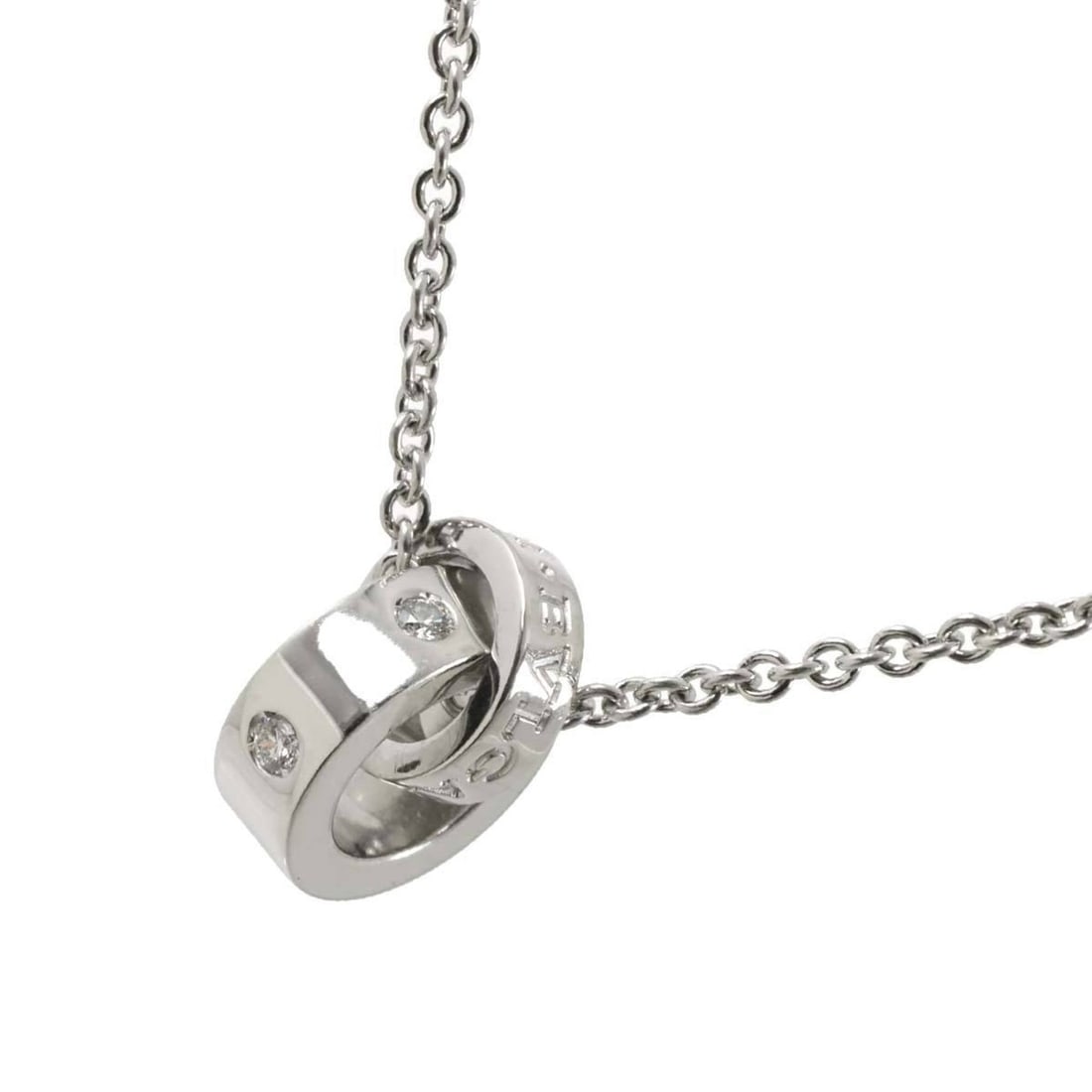 BVLGARI Diamond Necklace 44cm 18K WG White Gold 750: --- Catalog ---Category: SizeWeight: 13.3g / 0.46oz.Pendant Size: 16.5mm x 9.5mm / 0.64'' x 0.37''Neck Circumference: 44 cm / 17.32''Category: DesignMetal: White GoldStone: DiamondGender: WomenMetal P