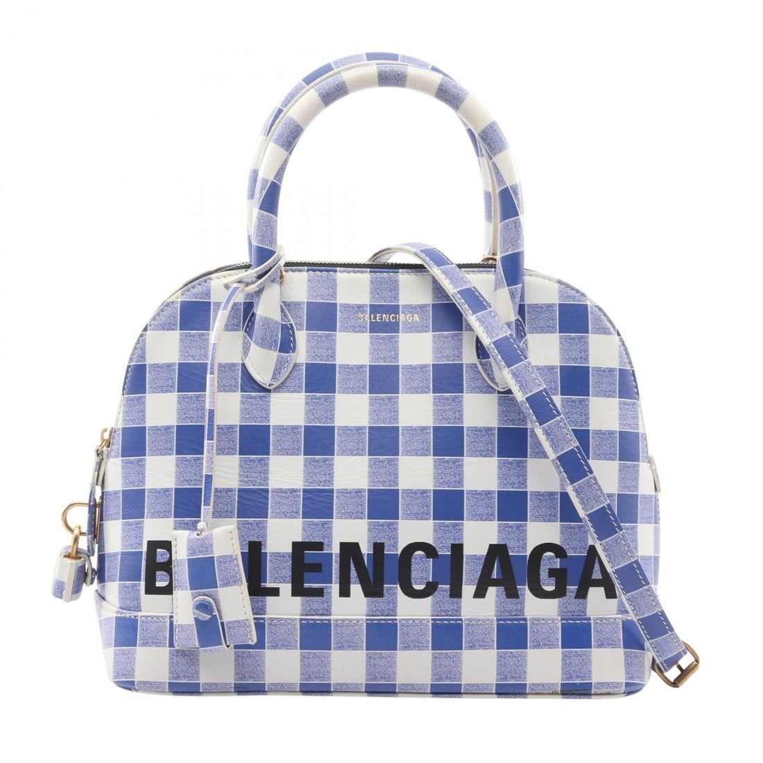 Balenciaga Ville Top Handle Bag, Small, Leather, Women's, Blue and White, 518678: --- Catalog ---Category: SizeSize (HxWxD): 21cm x 26cm x 12cm / 8.26'' x 10.23'' x 4.72''Category: DesignType: HandbagColor: Blue, WhiteGender: WomenMaterial: Leather Category: GeneralMPN: 518678Brand