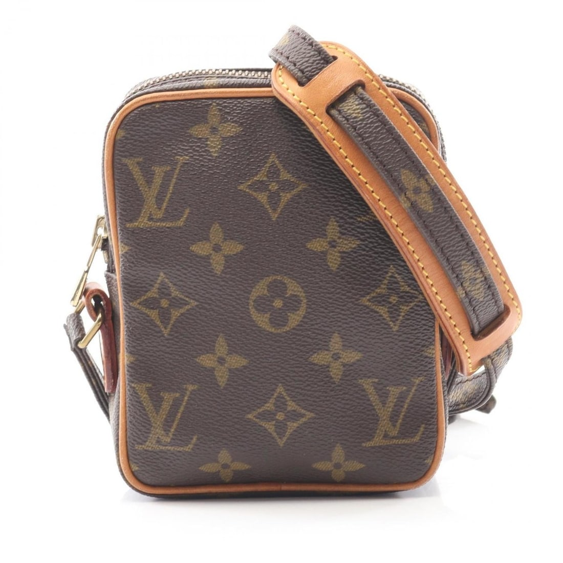 Louis Vuitton Mini Danube Shoulder Bag, Coated Canvas and Leather, Monogram, Women's, Brown, M45268: --- Catalog ---Category: SizeSize (HxWxD): 14cm x 11cm x 4cm / 5.51'' x 4.33'' x 1.57''Category: DesignType: Shoulder bagColor: BrownGender: WomenMaterial: Coated canvas , PVC , Monogram , Leather Cat