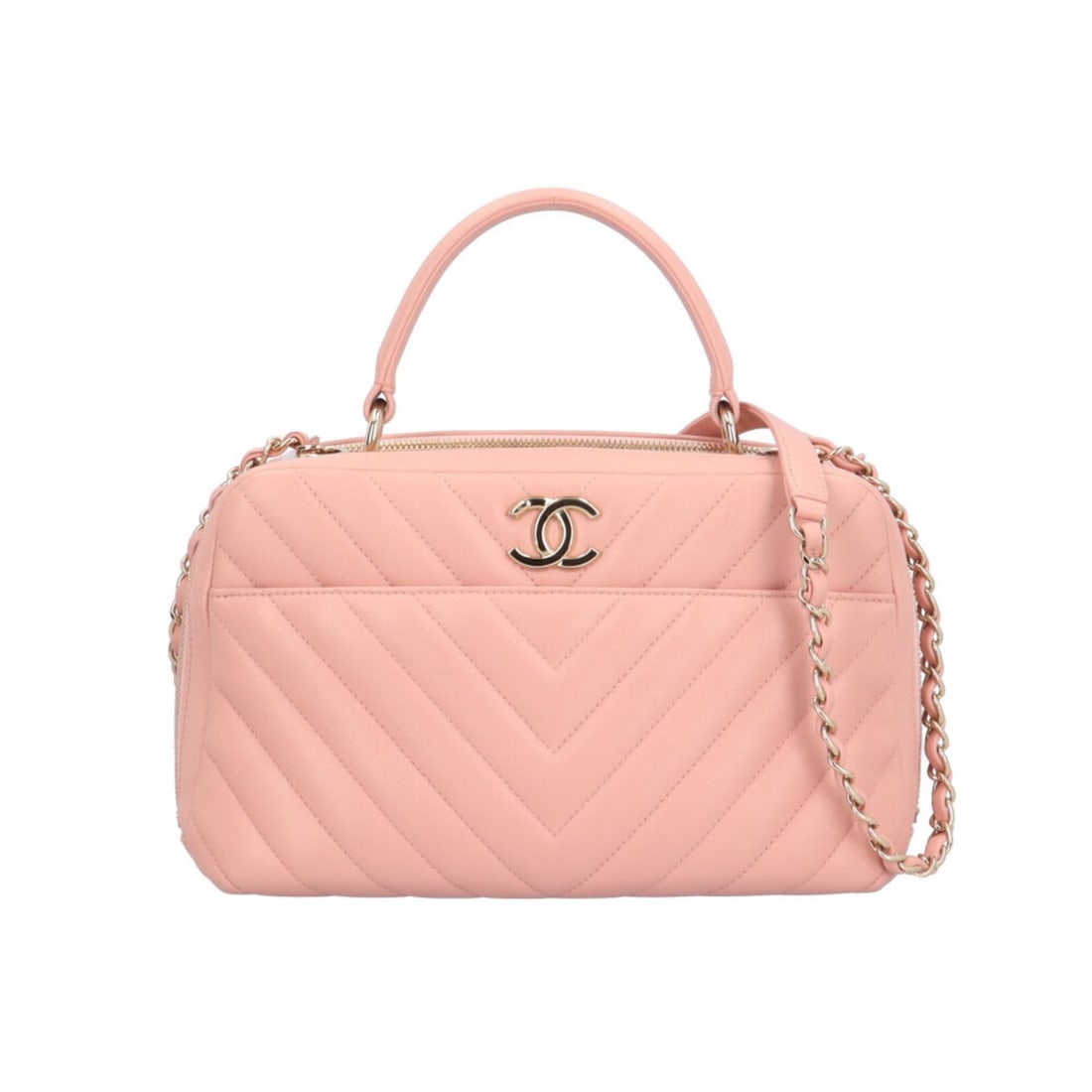 Pre-owned Chanel Bowling Bag, V-Stitch Trendy CC Shoulder Leather, A92238, Pink, Women's, 2-Way: --- Catalog ---Category: SizeWeight: 880g / 1.94lb.Strap Drop: 95cm / 37.4''Size (HxWxD): 15cm x 26cm x 14cm / 5.9'' x 10.23'' x 5.51''Strap Length: 95cm / 37.4''Handle Length: 24.5cm / 9.64''Category