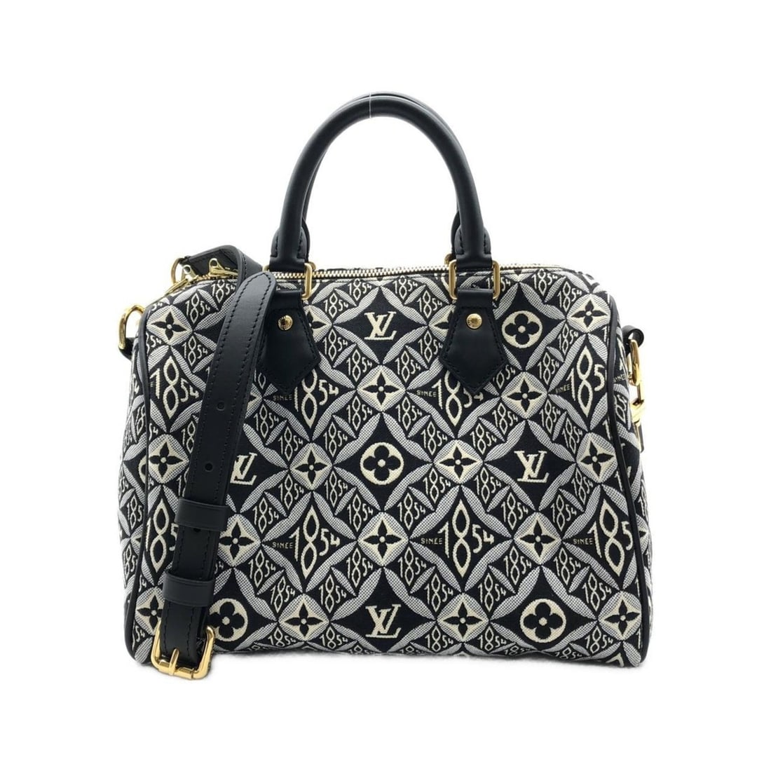 Louis Vuitton SINCE1854 Speedy Bandouliere 25cm Boston Bag M45769: --- Catalog ---Category: SizeSize (HxWxD): 22cm x 26.5cm x 17.5cm / 8.66'' x 10.43'' x 6.88''Category: DesignType: Boston bagColor: BlackGender: Men,WomenMaterial: Jacquard Hardware Color: GoldCategor