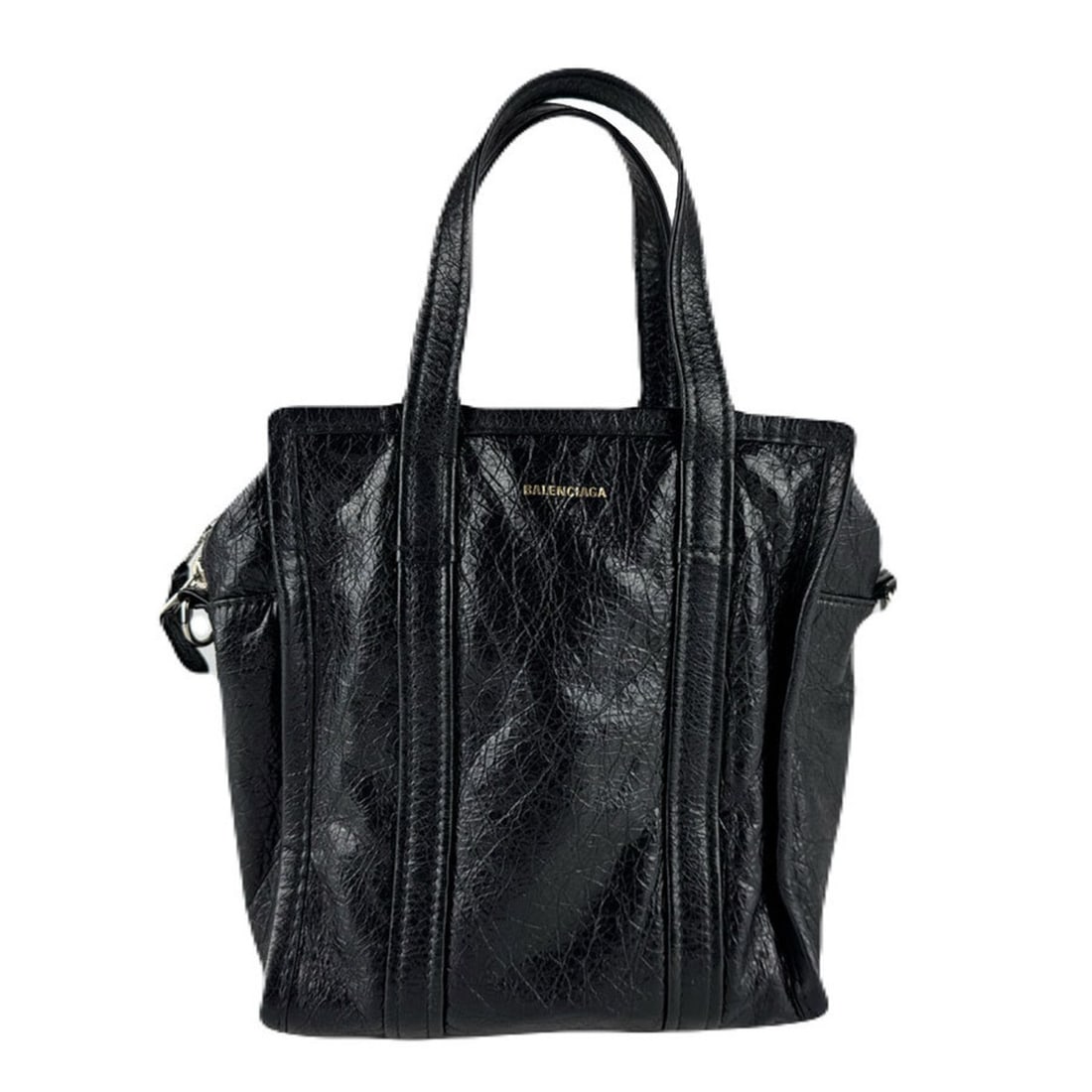 Balenciaga Bazaar Shopper XS Handbag in Black Leather, Women's, 513989 z8226: --- Catalog ---Category: SizeSize (HxWxD): 24cm x 22cm x 10cm / 9.44'' x 8.66'' x 3.93''Category: DesignType: HandbagColor: BlackGender: WomenMaterial: Leather Category: GeneralMPN: 513989Brand: Balen