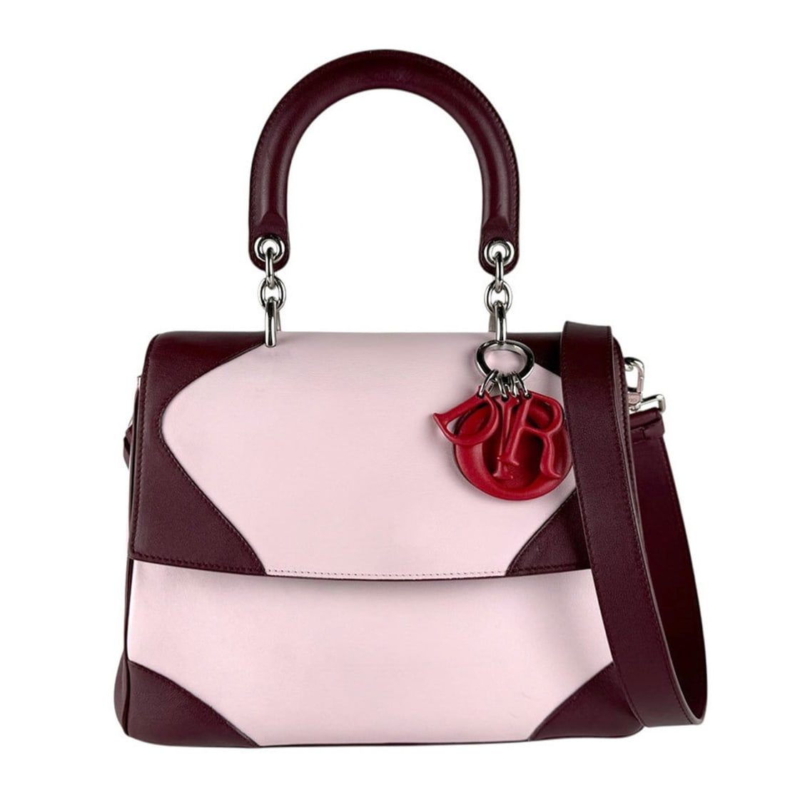 Christian Dior Be Leather Shoulder Bag in Bordeaux and Pink, Women's, z8269: --- Catalog ---Category: SizeSize (HxWxD): 21cm x 27cm x 12cm / 8.26'' x 10.62'' x 4.72''Category: DesignType: Handbag, Shoulder bagColor: Bordeaux, PinkGender: WomenMaterial: Leather Category: Genera