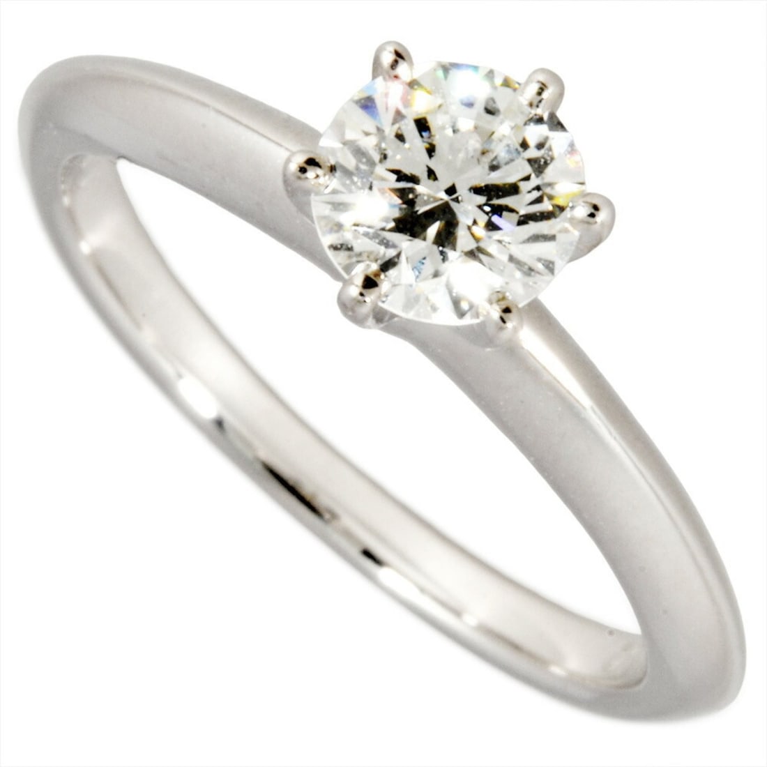 Tiffany & Co. Solitaire Ring with 0.53ct Diamond, Approximately Size 8.5, Pt950, 4.0g, I/VVS1/3EX: --- Catalog ---Category: SizeWidth: 2.3mm / 0.09''Weight: 4g / 0.14oz.JP Size: 8.5US Size: 4.5Category: DesignType: Band ringStone: DiamondGender: WomenClarity: VVS1Material: Platinum 950Color Grade: