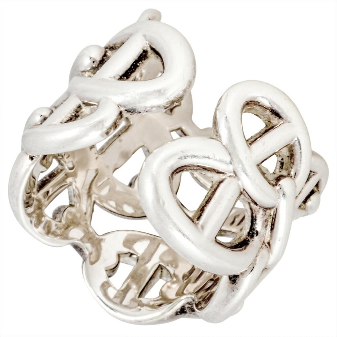 Hermes Hermès Chaine d'Ancre Enchaine GM Ring, #54, SV925, 13.9g, Silver: --- Catalog ---Category: SizeWidth: 15mm / 0.59''Weight: 13.9g / 0.49oz.JP Size: 12US Size: 6.5Category: DesignType: Band ringColor: SilverGender: WomenMaterial: Silver 925Category: GeneralLine: Chain