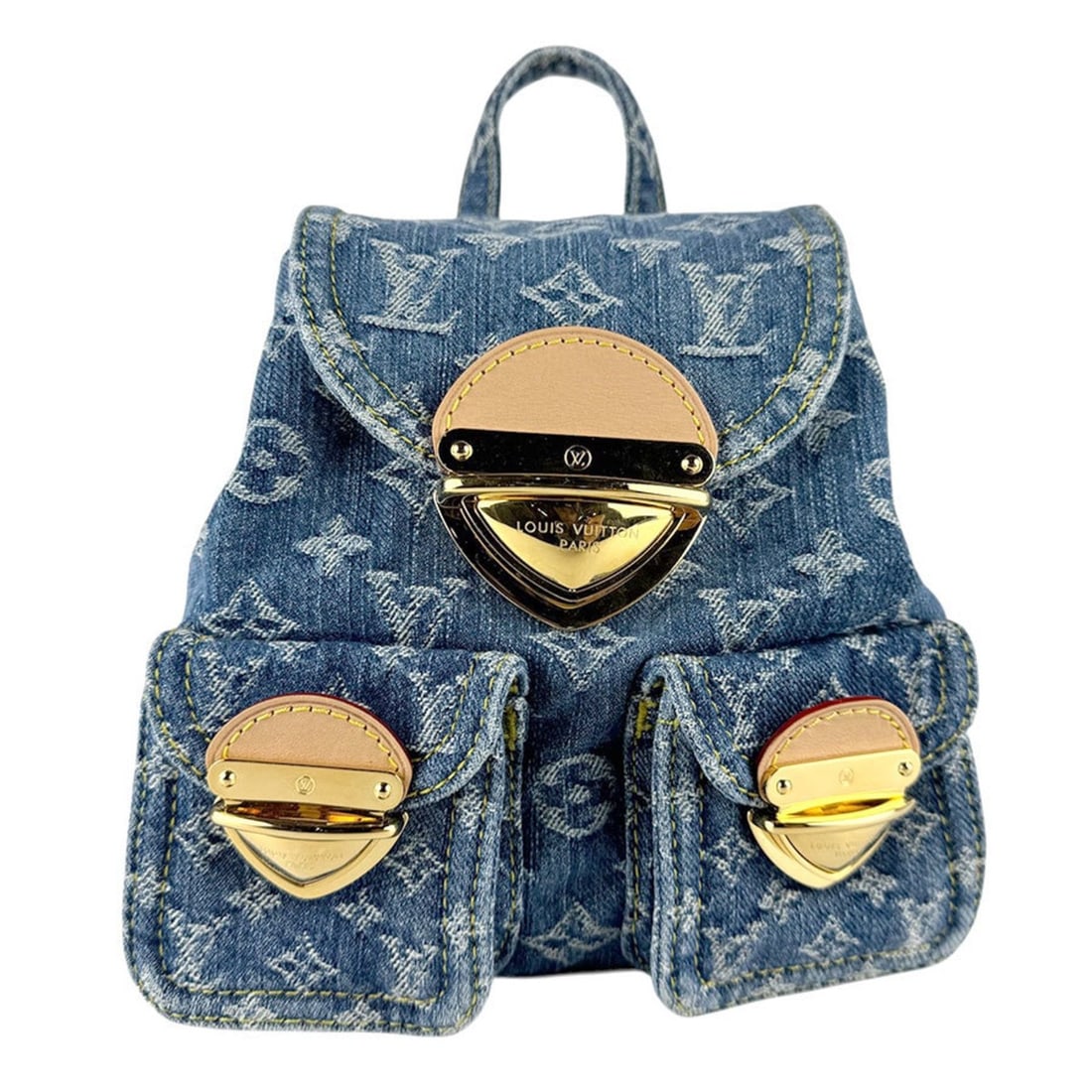 Louis Vuitton Venice Monogram Denim Backpack in Blue and Gold, Women's, M46836 z8247: --- Catalog ---Category: SizeSize (HxWxD): 19cm x 18cm x 14cm / 7.48'' x 7.08'' x 5.51''Category: DesignType: BackpackColor: BlueGender: WomenMaterial: Monogram Denim Category: GeneralMPN: M46836Brand