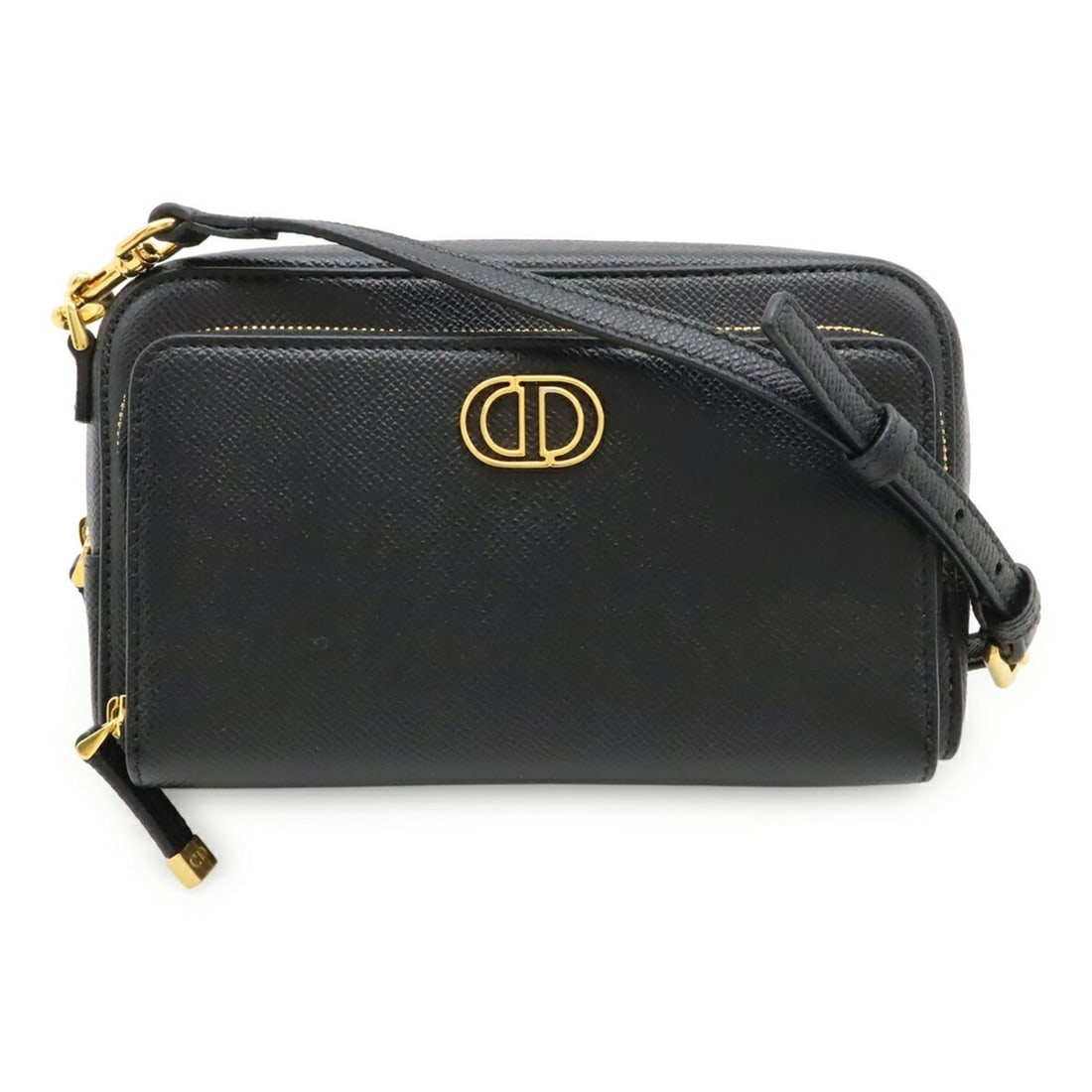 Christian Dior Caro Double Pouch Shoulder Bag/Clutch in Black Leather (S7431UBAE): --- Catalog ---Category: SizeSize (HxWxD): 11.5cm x 19.5cm x 4.5cm / 4.52'' x 7.67'' x 1.77''Category: DesignType: Pochette, Pouch, Shoulder bagColor: BlackGender: WomenMaterial: Leather Category: Gen