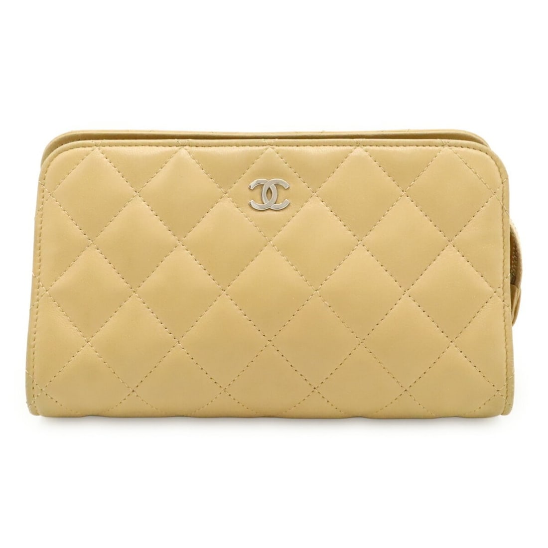 CHANEL Matelasse Coco Mark Multi-Pouch in Beige Lambskin: --- Catalog ---Category: SizeSize (HxWxD): 11cm x 18cm x 6.5cm / 4.33'' x 7.08'' x 2.55''Category: DesignType: PouchColor: BeigeGender: WomenMaterial: Leather Category: GeneralBrand: ChanelCountry of