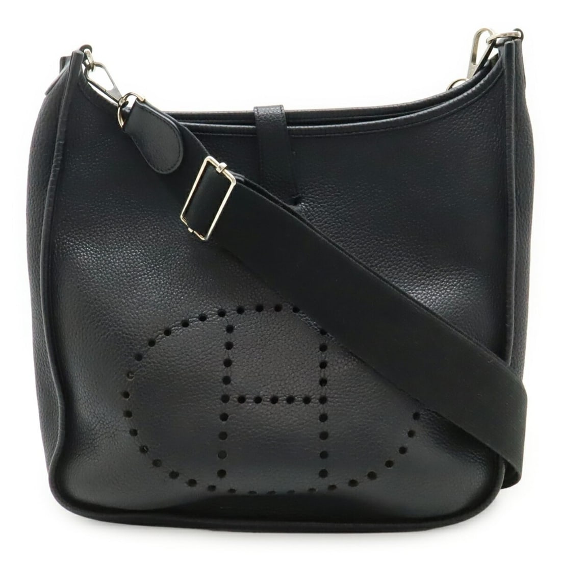 HERMES Evelyn 3 III GM Shoulder Bag in Taurillon Clemence Leather, Black, with T Stamp: --- Catalog ---Category: SizeSize (HxWxD): 30.5cm x 31.5cm x 8cm / 12'' x 12.4'' x 3.14''Category: DesignType: Shoulder bagColor: BlackGender: Men,WomenMaterial: Taurillon clemence leather Category: G
