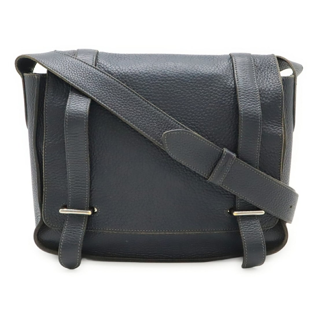 HERMES Steve Caporal 27 Shoulder Bag in Taurillon Clemence Leather and Black Navy: --- Catalog ---Category: SizeSize (HxWxD): 24cm x 27cm x 7.5cm / 9.44'' x 10.62'' x 2.95''Category: DesignType: Shoulder bagColor: NavyGender: MenMaterial: Taurillon clemence leather Category: General