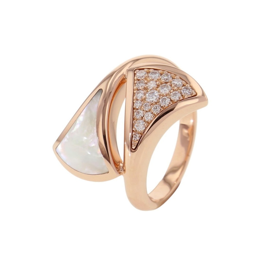 BVLGARI Diva's Dream Ring, Diamond/Mother-of-Pearl, 18K Pink Gold, Size: Approx. 12.: --- Catalog ---Category: SizeWidth: 2.7mm / 0.11''Weight: 8.1g / 0.28oz.JP Size: 12US Size: 6.5Category: DesignType: Band ringStone: Diamond, Mother of pearlGender: WomenMaterial: Pink gold (18K)Categ