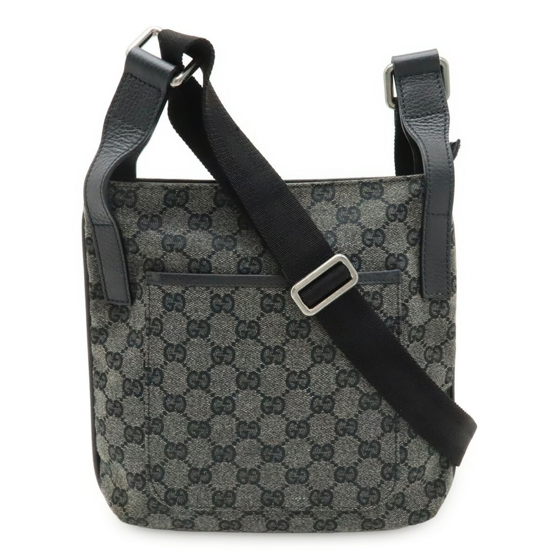 GUCCI GG Canvas Shoulder Bag in Dark Gray and Black Leather (282529): --- Catalog ---Category: SizeSize (HxWxD): 22.5cm x 22cm x 6cm / 8.85'' x 8.66'' x 2.36''Category: DesignType: Shoulder bagColor: Dark grayGender: MenMaterial: GG canvas Category: GeneralMPN: 282528Br