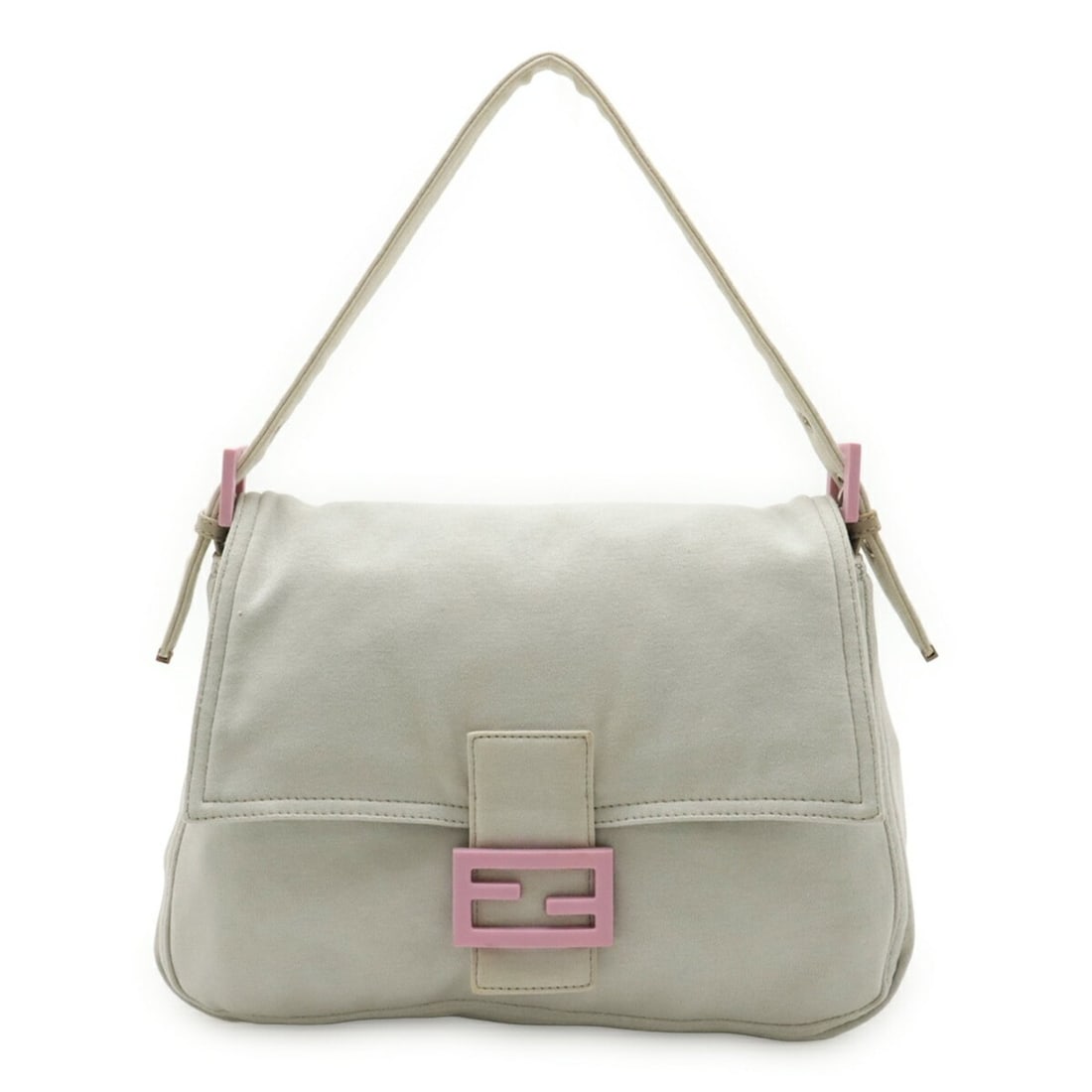 FENDI FF Mamma Bucket Shoulder Bag/Handbag Cotton Light Gray/Pink 26325: --- Catalog ---Category: SizeSize (HxWxD): 22cm x 29cm x 11cm / 8.66'' x 11.41'' x 4.33''Category: DesignType: Handbag, Shoulder bagColor: Light gray, PinkGender: WomenMaterial: Cotton Category: Gener