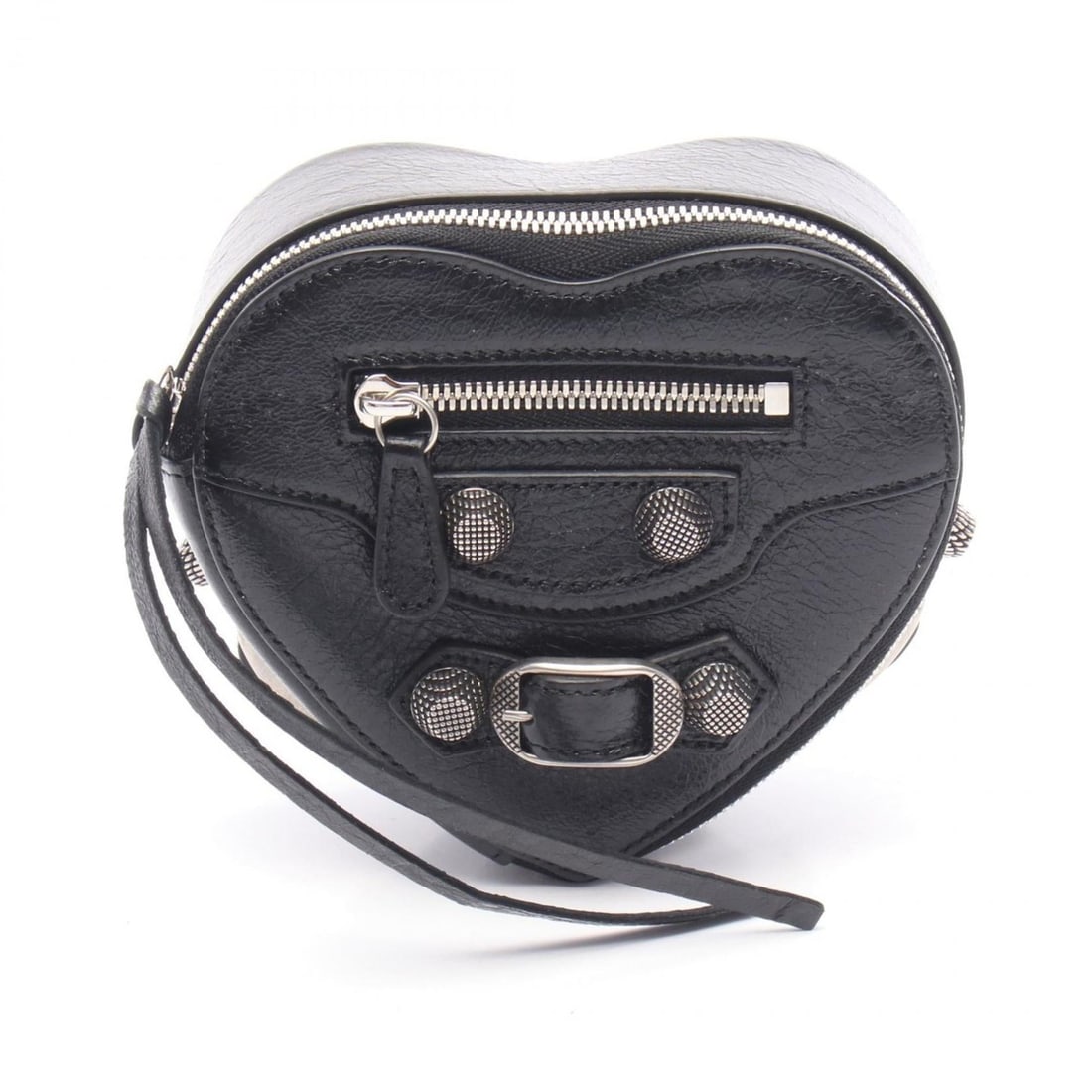 Balenciaga LE CAGOLE HEART Pouch Bag in Leather, Women's, Black, 771674 1VG9Y 1000: --- Catalog ---Category: SizeSize (HxWxD): 10cm x 12cm / 3.93'' x 4.72''Category: DesignType: PouchColor: BlackGender: WomenMaterial: Leather Category: GeneralMPN: 771674 1VG9Y 1000Brand: Balenciaga--