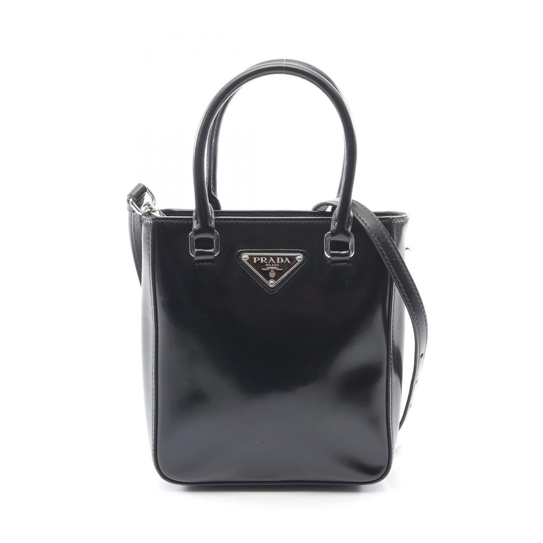 Prada SPAZZOLATO handbag, leather, women's, black: --- Catalog ---Category: SizeSize (HxWxD): 17.5cm x 15cm x 5cm / 6.88'' x 5.9'' x 1.96''Category: DesignType: HandbagColor: BlackGender: WomenMaterial: Leather Category: GeneralBrand: Prada--- Item Li